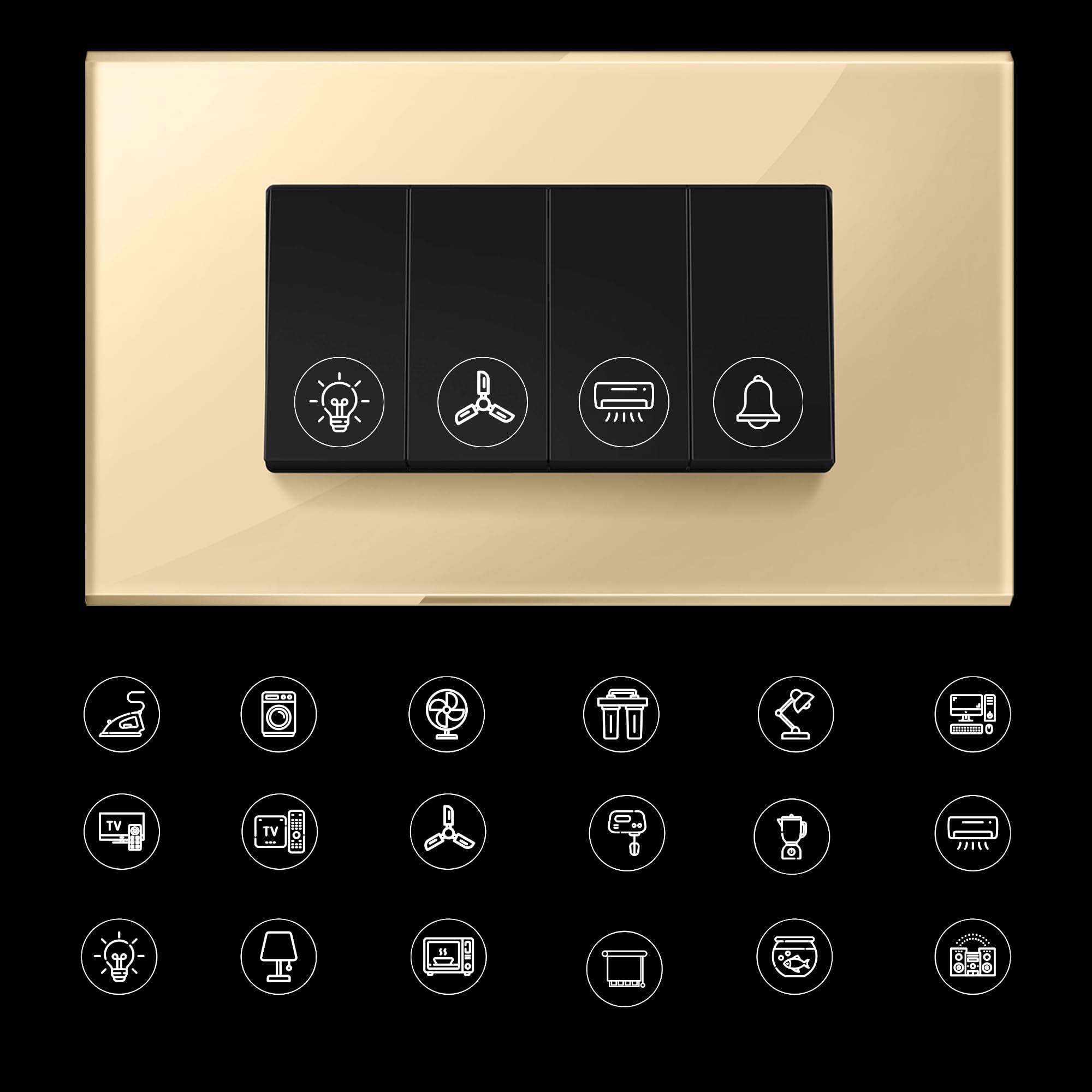 Switch Sticker Transparent Vinyl Labels All New Modern Home appliances 2-A5 Sheets for Electric Board Including 51 Designs in Total 144 Stickers (White)