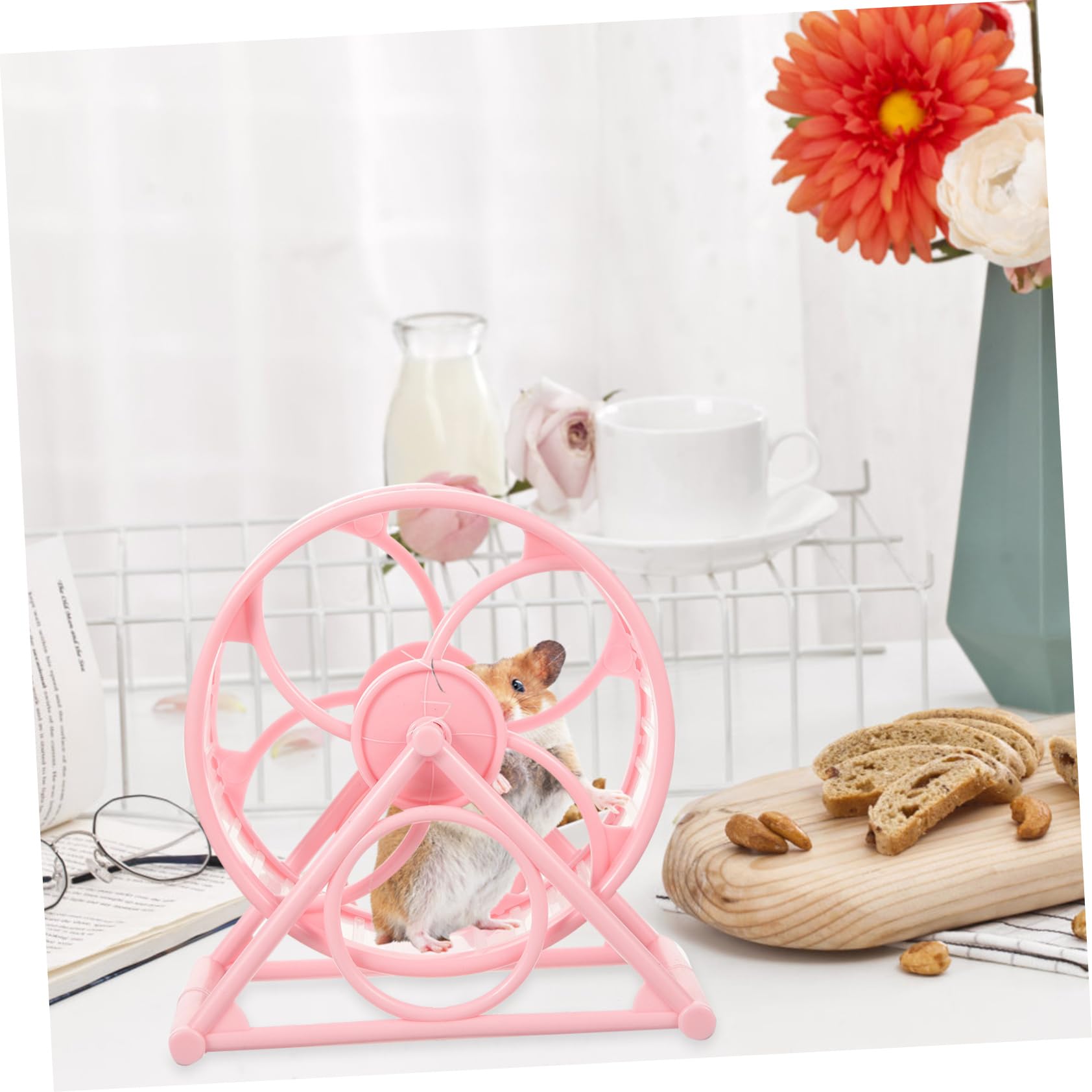 POPETPOP Silent Hamster Wheel 12-inch Adjustable Exercise Wheel for Hamsters Gerbils and Guinea Pigs Sturdy Plastic Non-Slip Base for Indoor PET Cages - image 6