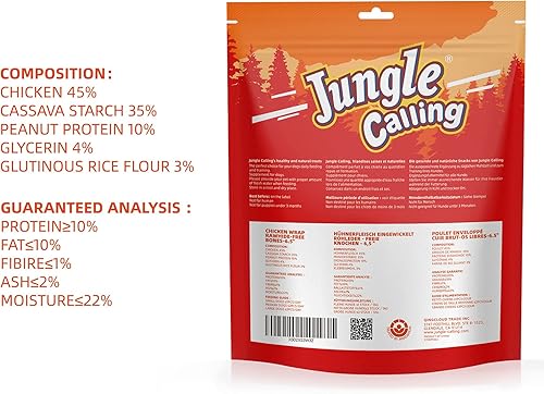 Miniatura 9 de Jungle Calling Huesos de perro sin cuero crudo, huesos masticables envueltos de pollo real de 6.5 pulgadas para perros medianos y grandes golosinas