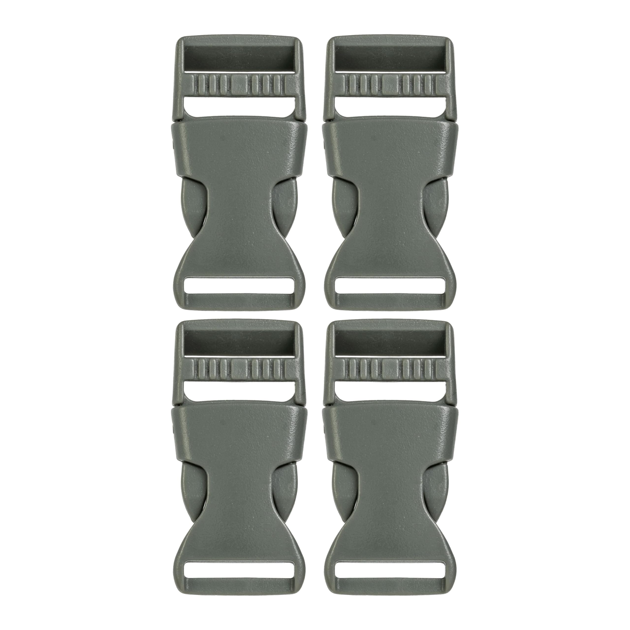 Side release Buckle, 25 mm, 4 pieces, dark green, plastic, push-in buckle click fastener, replacement buckle, fastener repair, backpack strap clip, clipper strap, webbing plastic closing