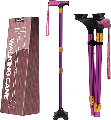 Miniatura 8 de LIXIANG Bastón de caminar para mujeres para estabilidad, personas mayores, equilibrio, plegable, plegable, resistente, ajustable, plegable, a la