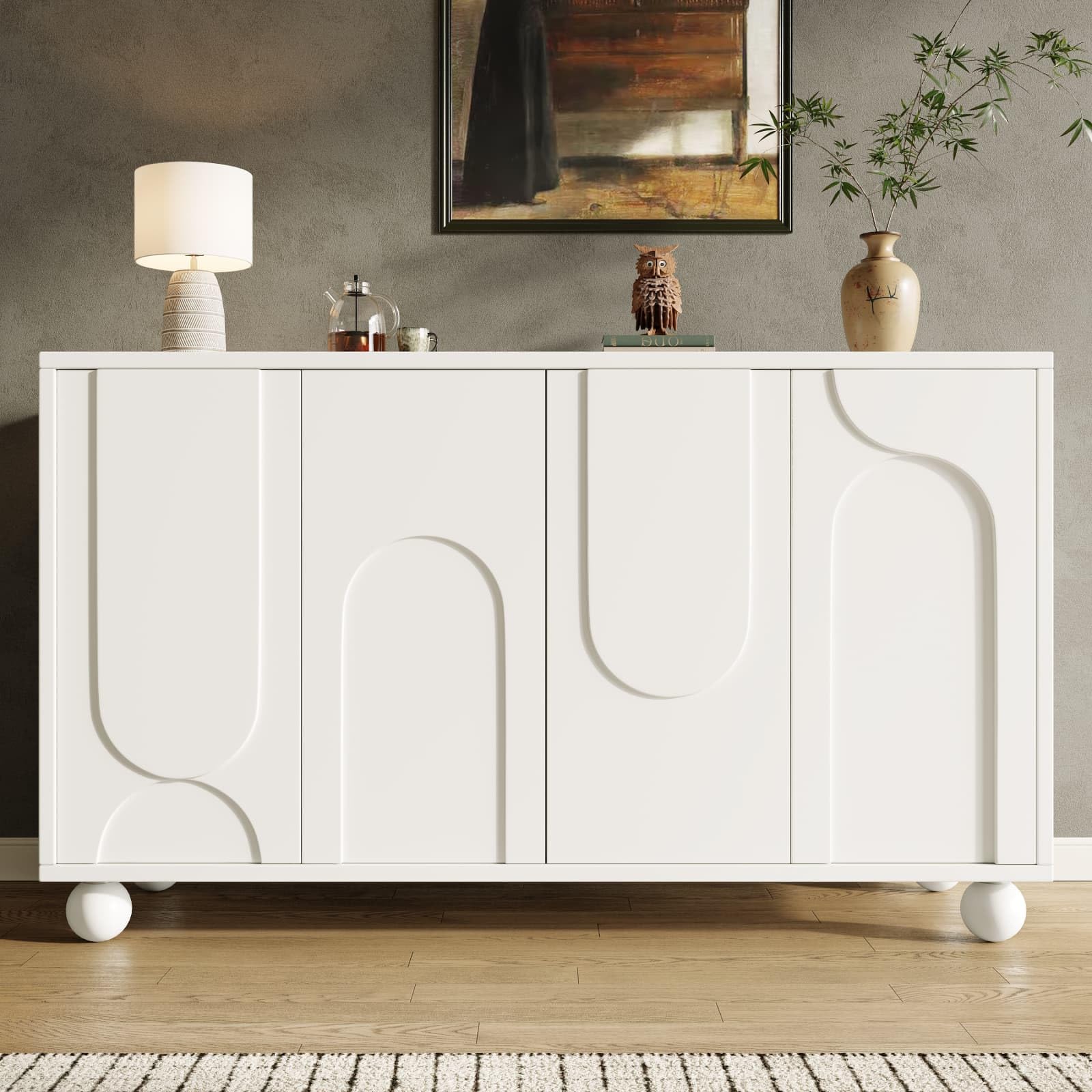 Meubles de Rangement pour Salon,Buffet Salle a Manger avec 4 Portes et étagères réglables,Armoire Polyvalente pour Cuisine Salon Chambre,120x35x71cm