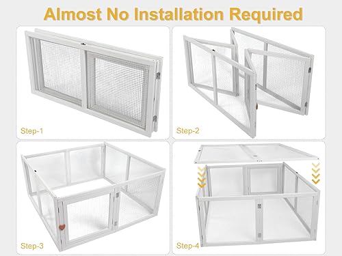 Miniatura 7 de Extensión de gallinero, casa plegable de gallinero, jaula de pollo de madera, casa de pollo de pato, caja grande para conejos, sin montaje (blanco)
