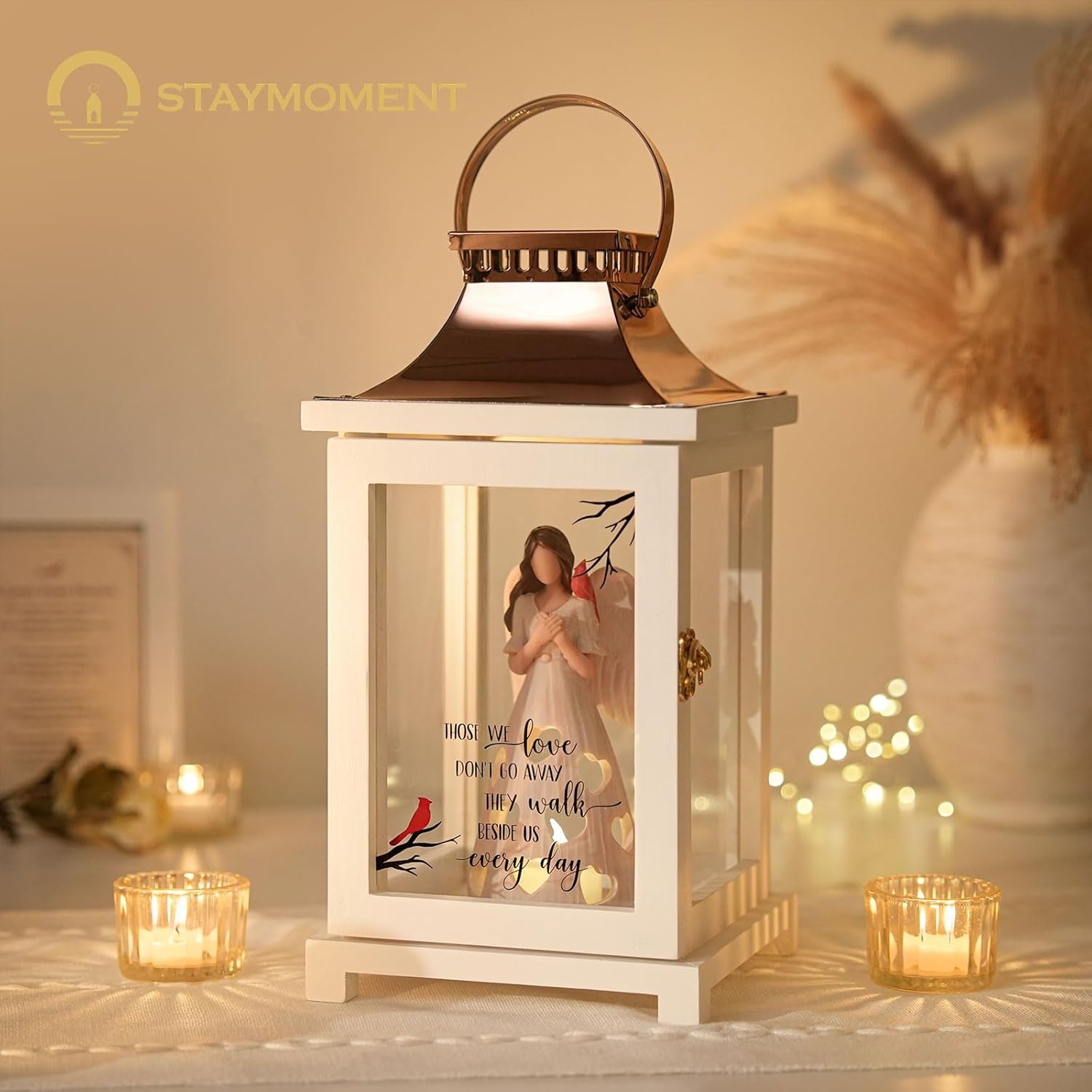 Sympathy Lantern with Cardinal Figurine: Memorial Gifts for Loss of Loved One with Box and Card from Heaven Bereavement Grief Gifts for Women