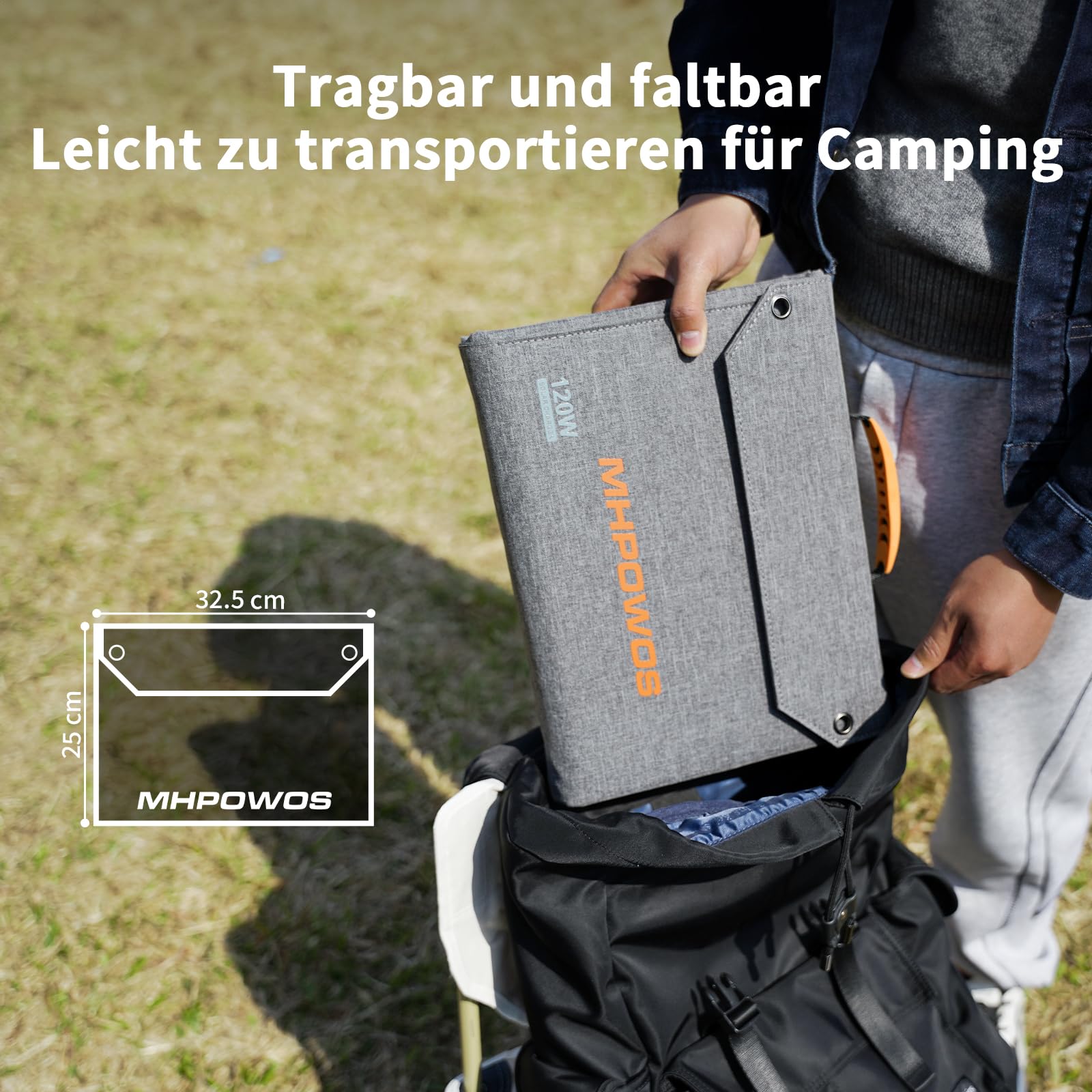 120W 19V Tragbares Solarpanel, Faltbares Solarladegerät mit 7-in-1-Solarstecker, IP65 Wasserdicht Camping-Solarpanel für Tragbare Kraftwerk, Smartphone, PC, Camping, Wandern, Outdoor-Reisen