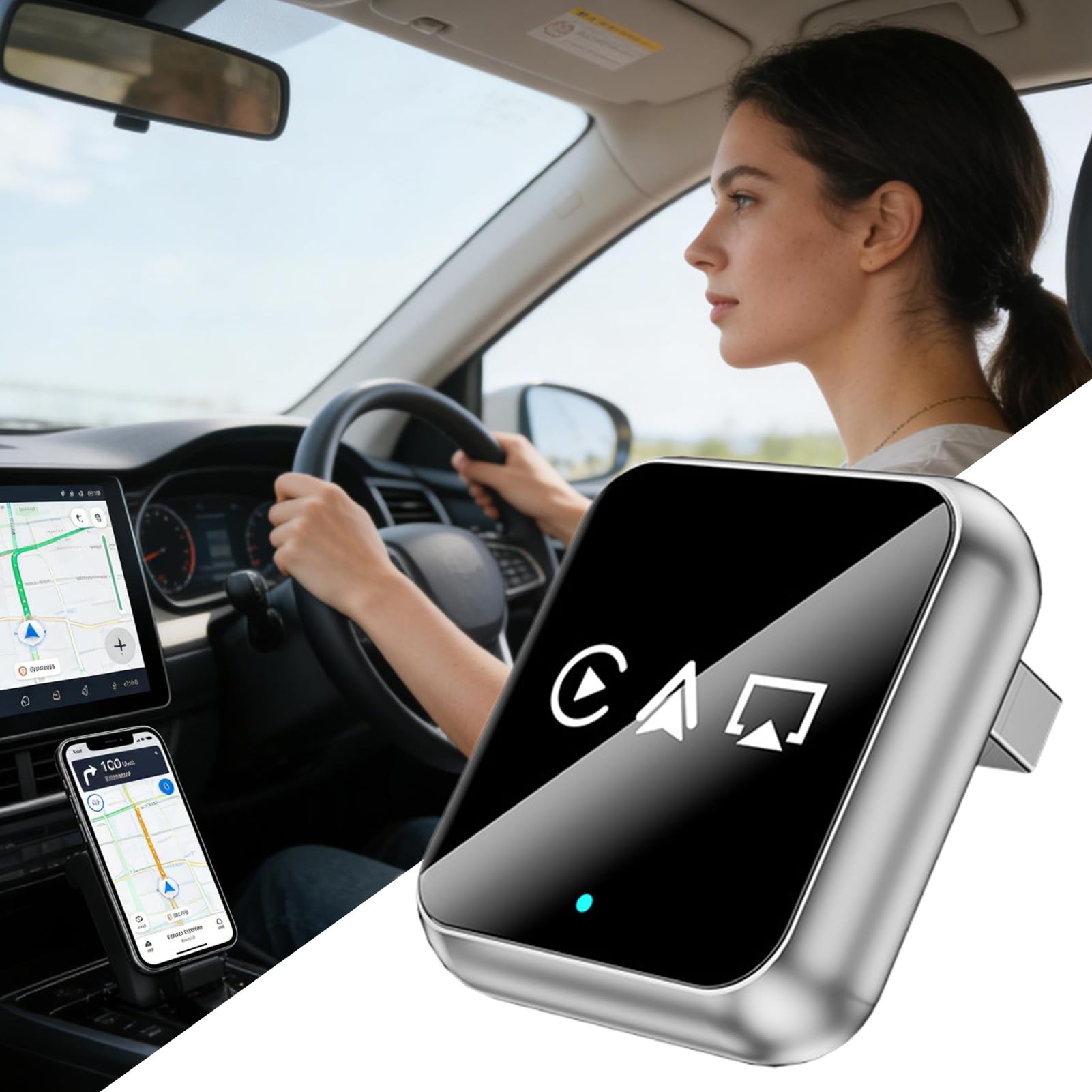 Adattatore wireless per auto Video per Veicoli | Adattatore mirroring schermo auto per conducenti, SUV, camper, guida urbana, autostrada, viaggi su strada, vacanze in