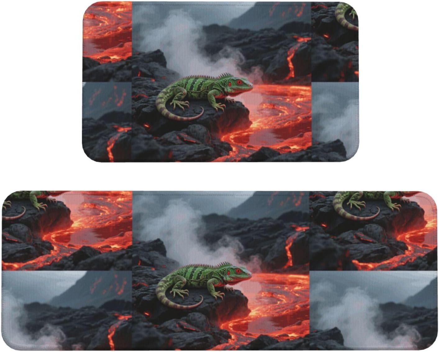 Lizard by Magma Lake Kitchen Rugs Set of 2, Cushioned Anti-Fatigue Kitchen Mats for Floor, Waterproof Comfort Standing Mat Absorbent Velvet Kitchen Runner Rugs 17"x30"+17"x47"