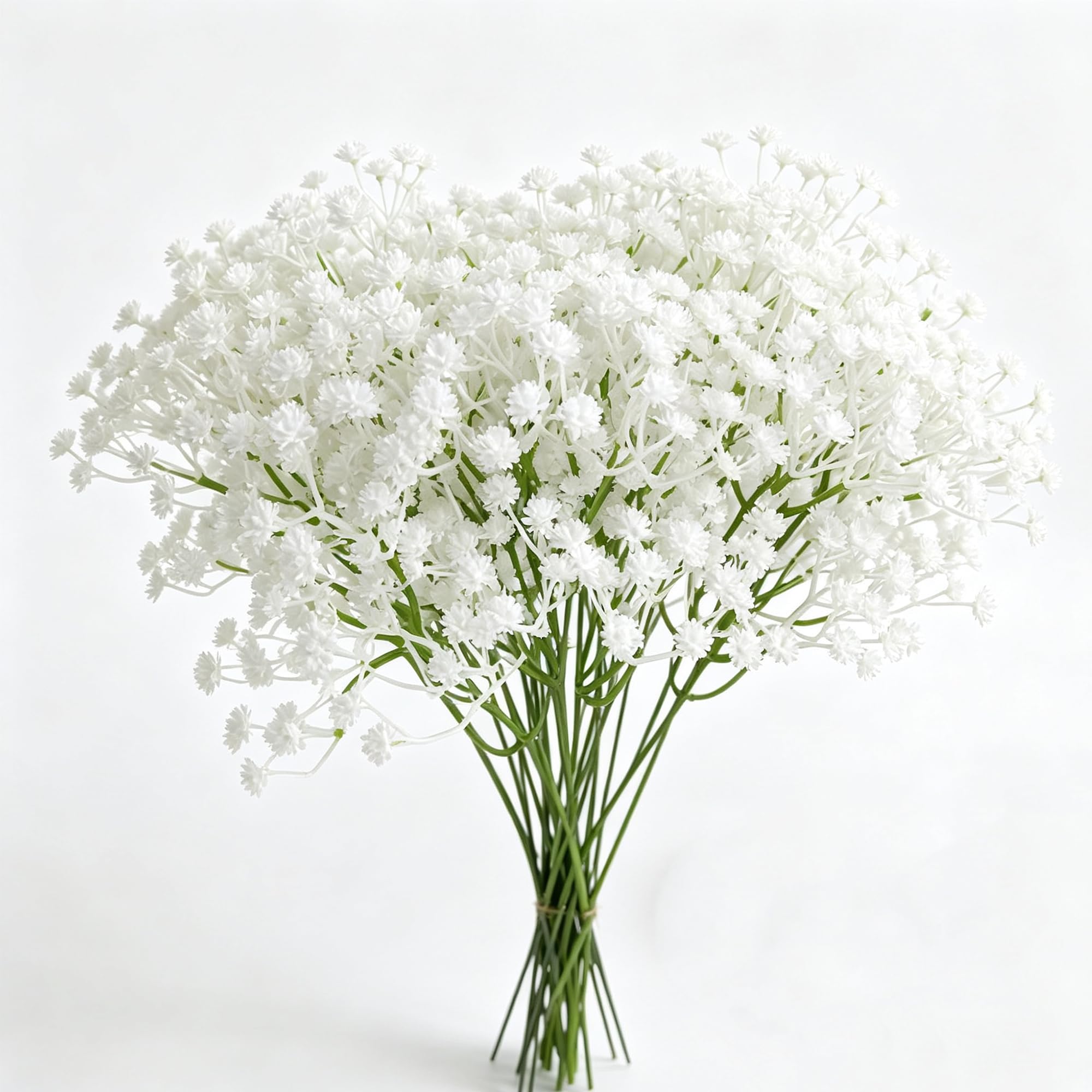 MINWEGI 20 Pure White Single Stem 5 Fork Artificial Baby's Breath