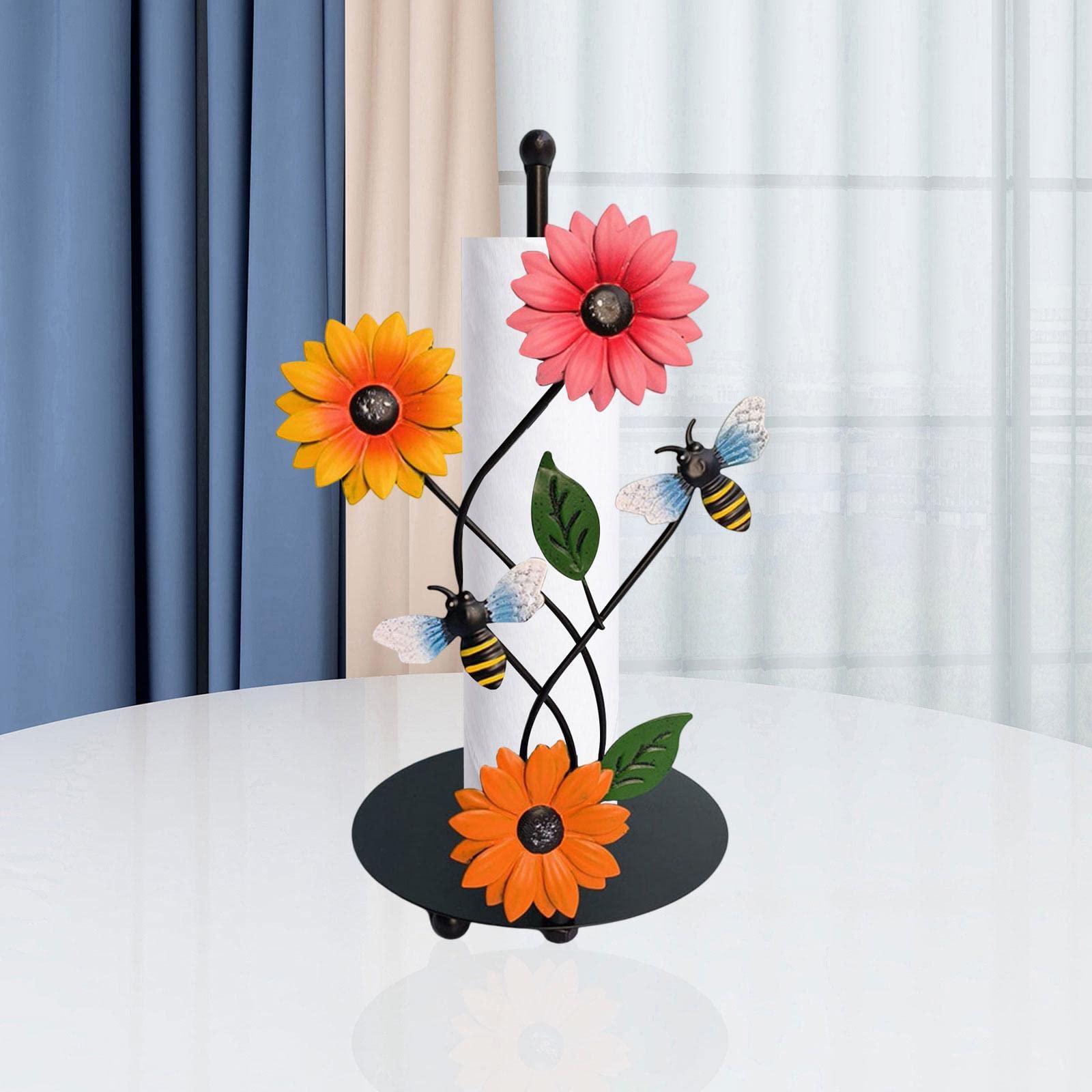 Sonnenblumen-Papierhandtuchhalter Aus Eisen – Stabil, Bunt, Für Küche, Esszimmer & Wohnzimmer