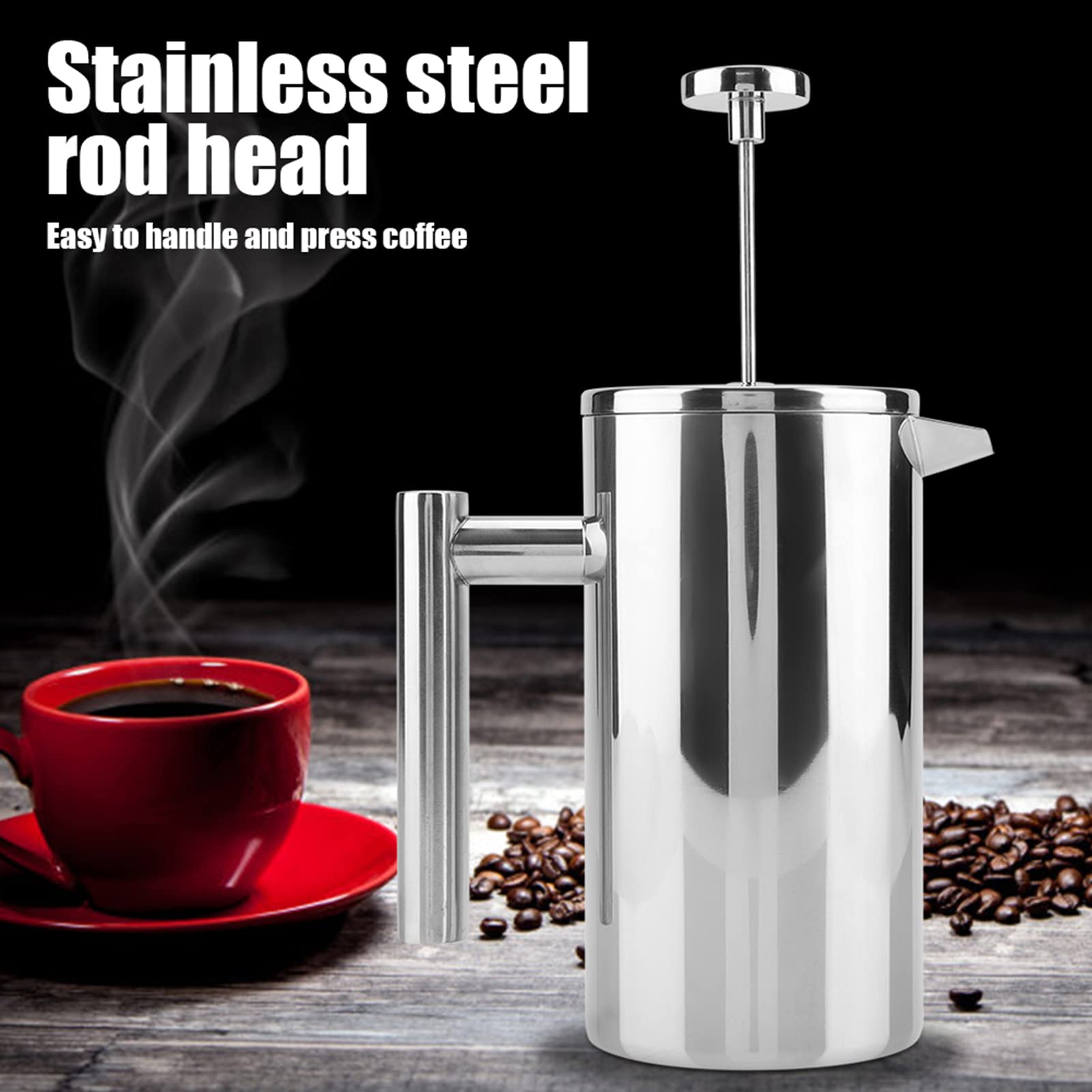 800 ml/1000 ml French-Press-Kaffeemaschine, doppelwandige isolierte Kaffeepresse mit Filter, Heiß-Kaltbrüh-Teekanne, Edelstahl-Teebereiter für die Küche (1000 ml)