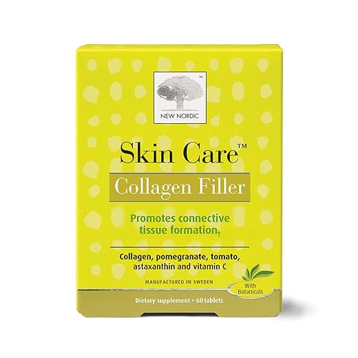 NEW NORDIC Skin Care | Collagen Filler Tablets | Marine Collagen with Vitamin C Supplement for Healthy Looking, Smoother, Plump Skin | 60 Count (Pack of 1)