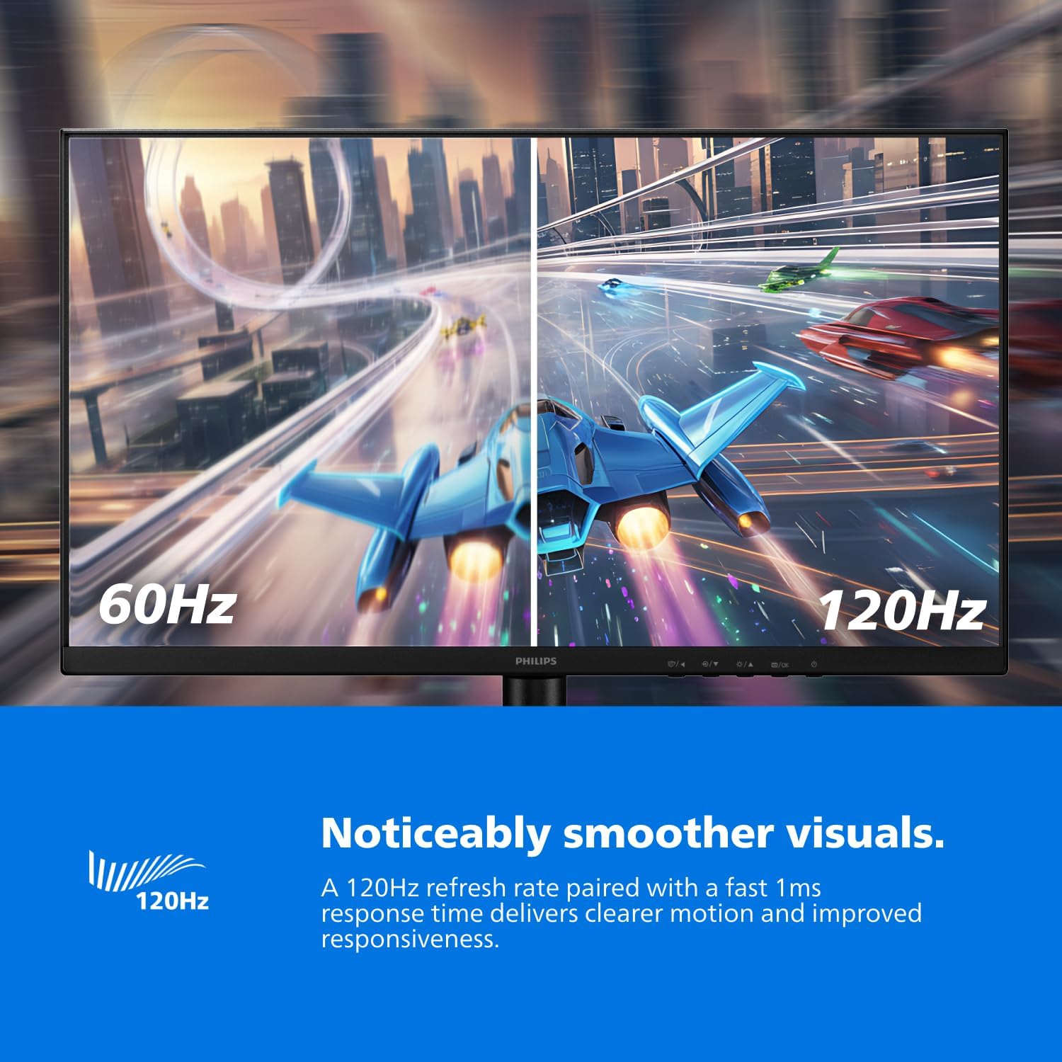 Philips 22 Inch Computer Monitor FHD 120Hz Overclocked IPS VESA, 22E2N1100 | 1920×1080 LED Monitor, 1ms MPRT, Adaptive Sync, HDMI 1.4, VGA, Flicker-Free, Low Blue Light, 4yr Advance Replacement Warranty image 3