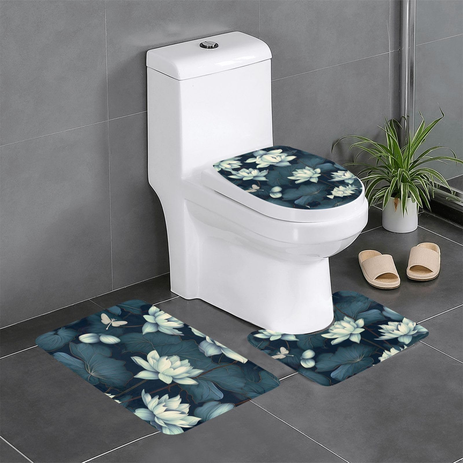 Tapis de salle de bain antidérapants lotus pour sublimer l'espace coiffeuse et WC