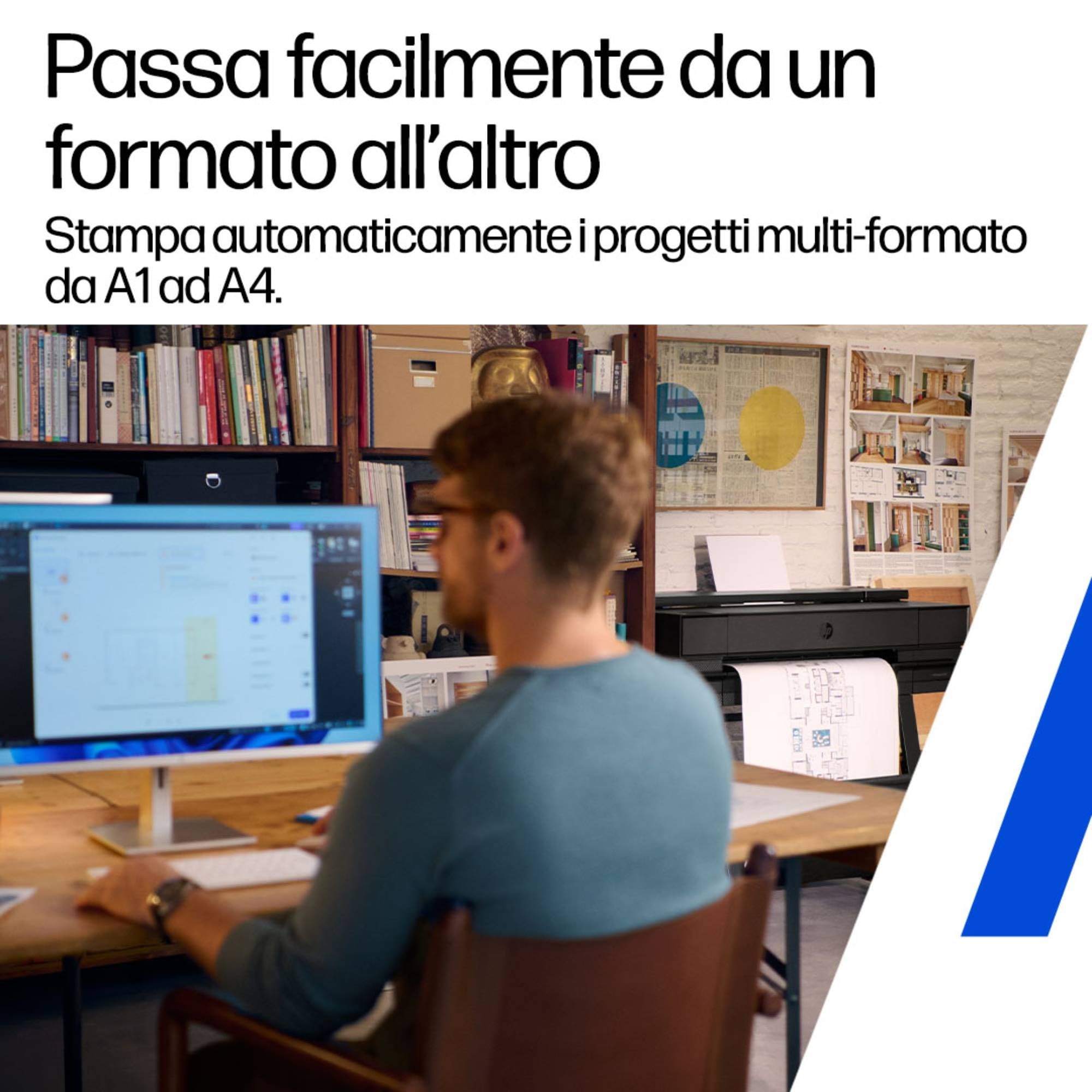 HP DesignJet T870, 61 cm (AM0X9A), Stampante grande formato, Plotter, Multi-formato A4–A1/D, Fino a 120 stampe A1/ora, Wi-Fi, Ethernet, USB, Flex Tech, garanzia 2 anni, Click, nero