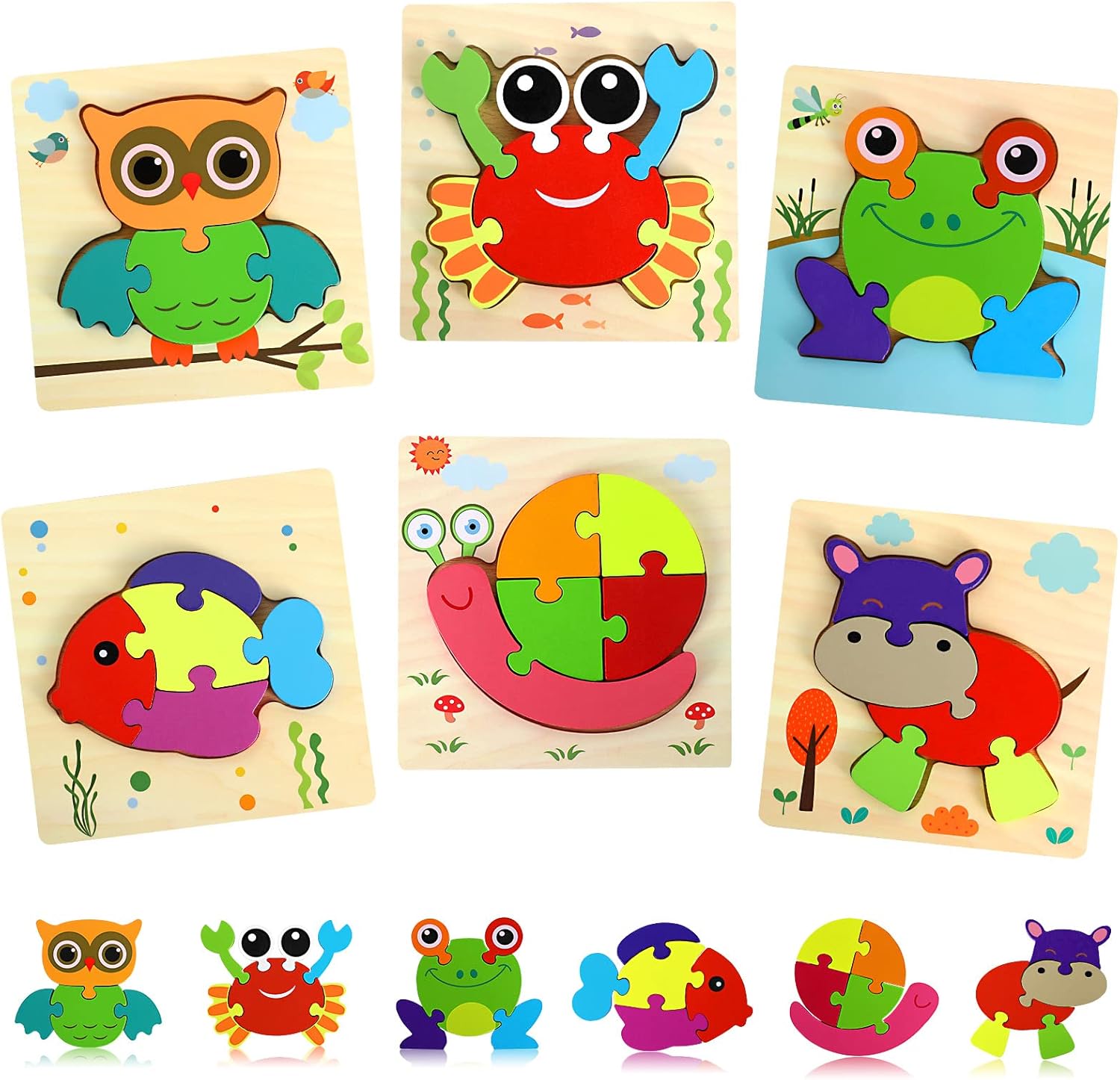 Wooden Puzzles for Toddlers 136 Pack Animal Jigsaw Puzzles
