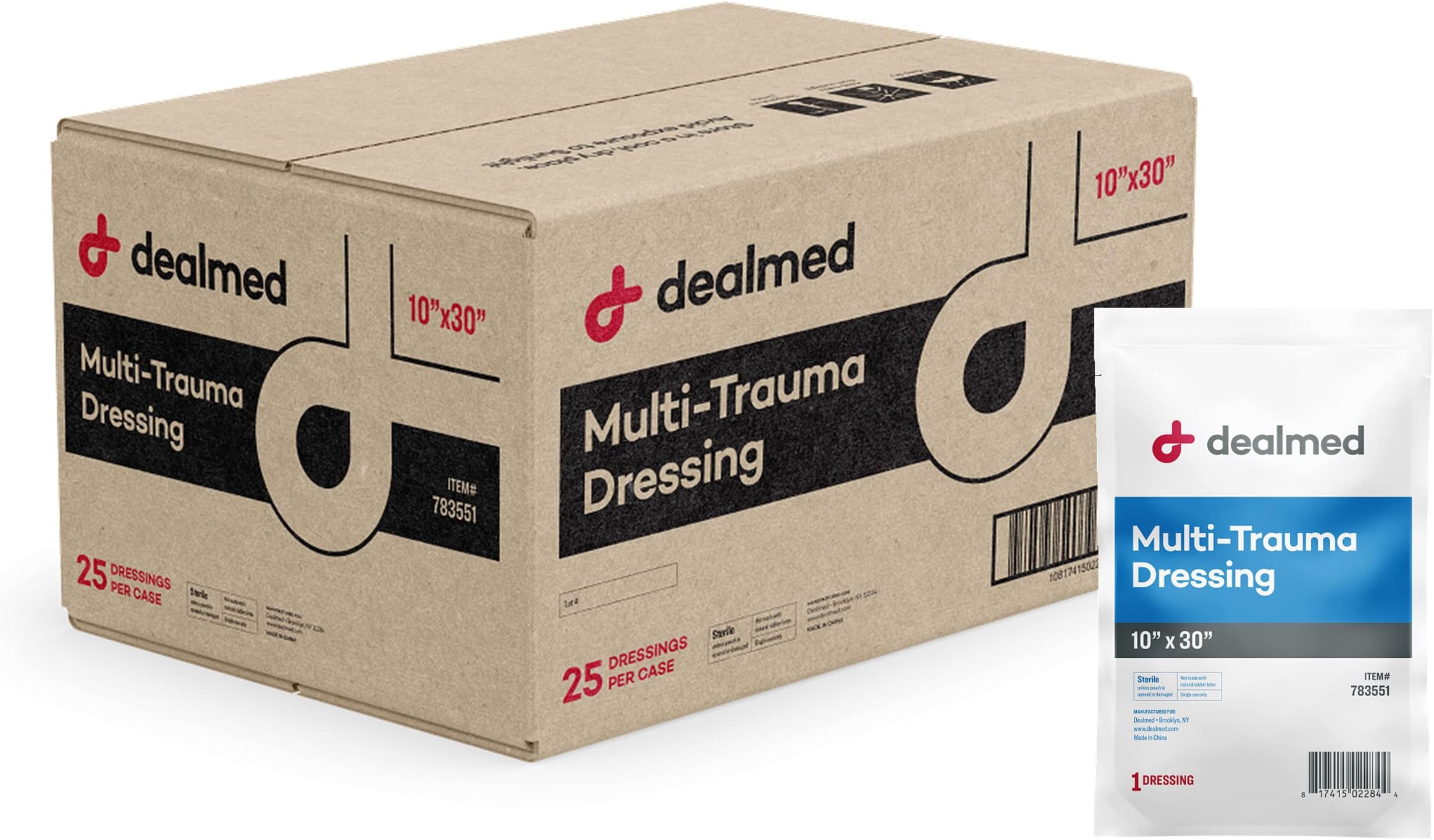 10" x 30" Multi-Trauma Dressing – Sterile Emergency Oversized Pad, Superior Absorbency, Protection and Padding, Wound Care Product for First Aid Kit (Case of 25)