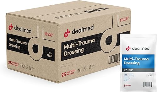 Miniatura 10 de Dealmed Apósito multitrauma de 10 x 30 pulgadas, almohadilla estéril de gran tamaño de emergencia, absorción superior, protección y relleno,