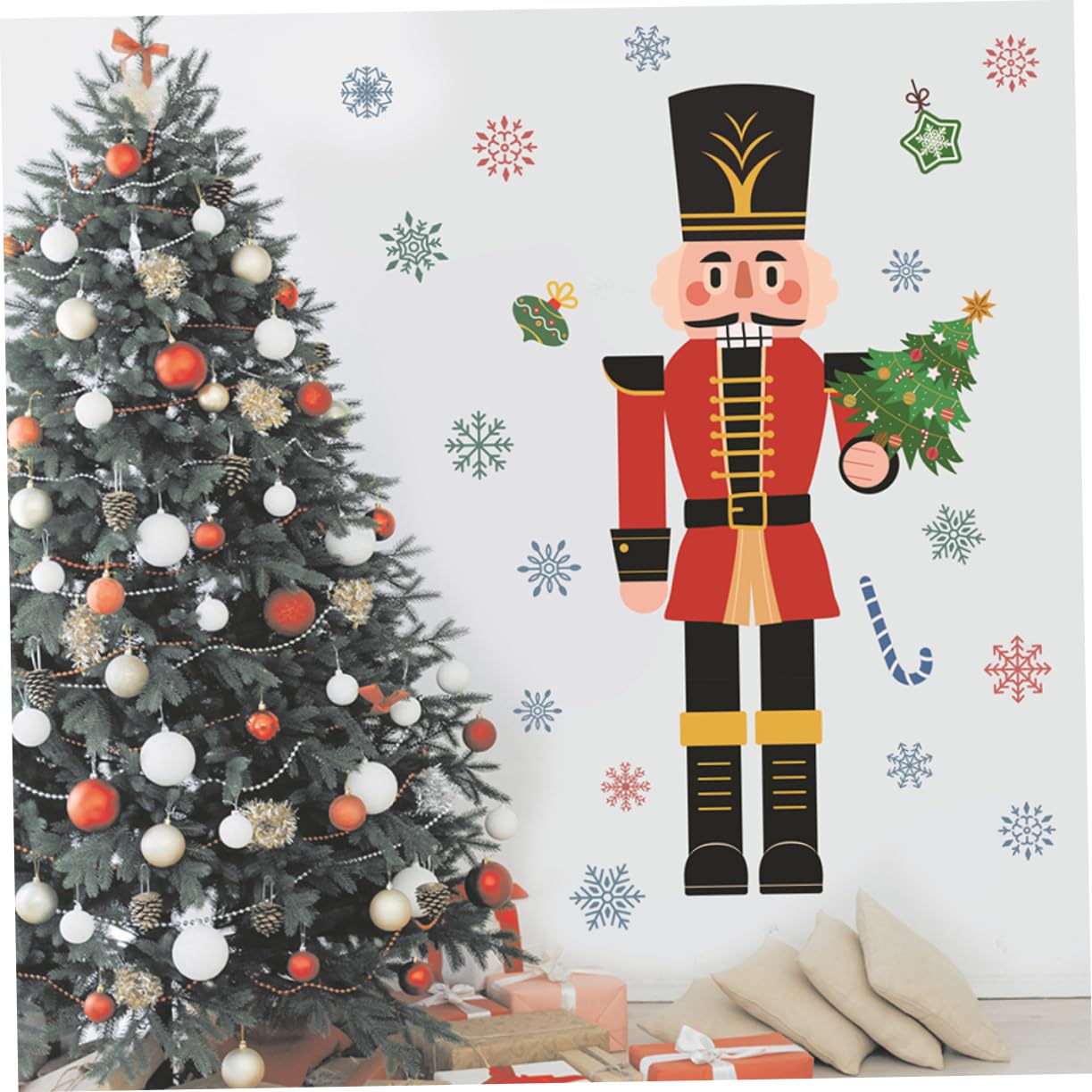 TOPBATHY 5 Piezas Pegatinas Navideñas Para Ventanas Adornos Navideños Etiqueta De La Ventana Calcomanías Navideñas Para Ventanas Ventana De Cascanueces Se Aferra De Polivinilo