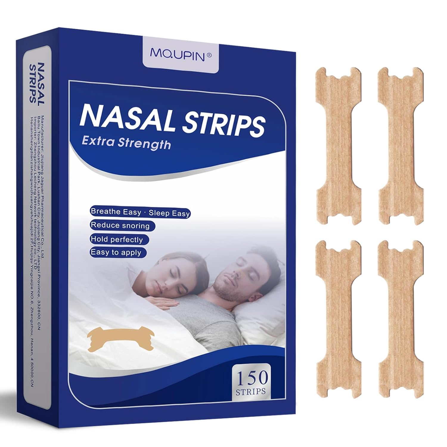 MQUPIN 150 Counts Nasal Strips Upgraded Drug-Free Safe Long Effect Reduction Snoring Nasal Strips for Snoring Congestion Relief