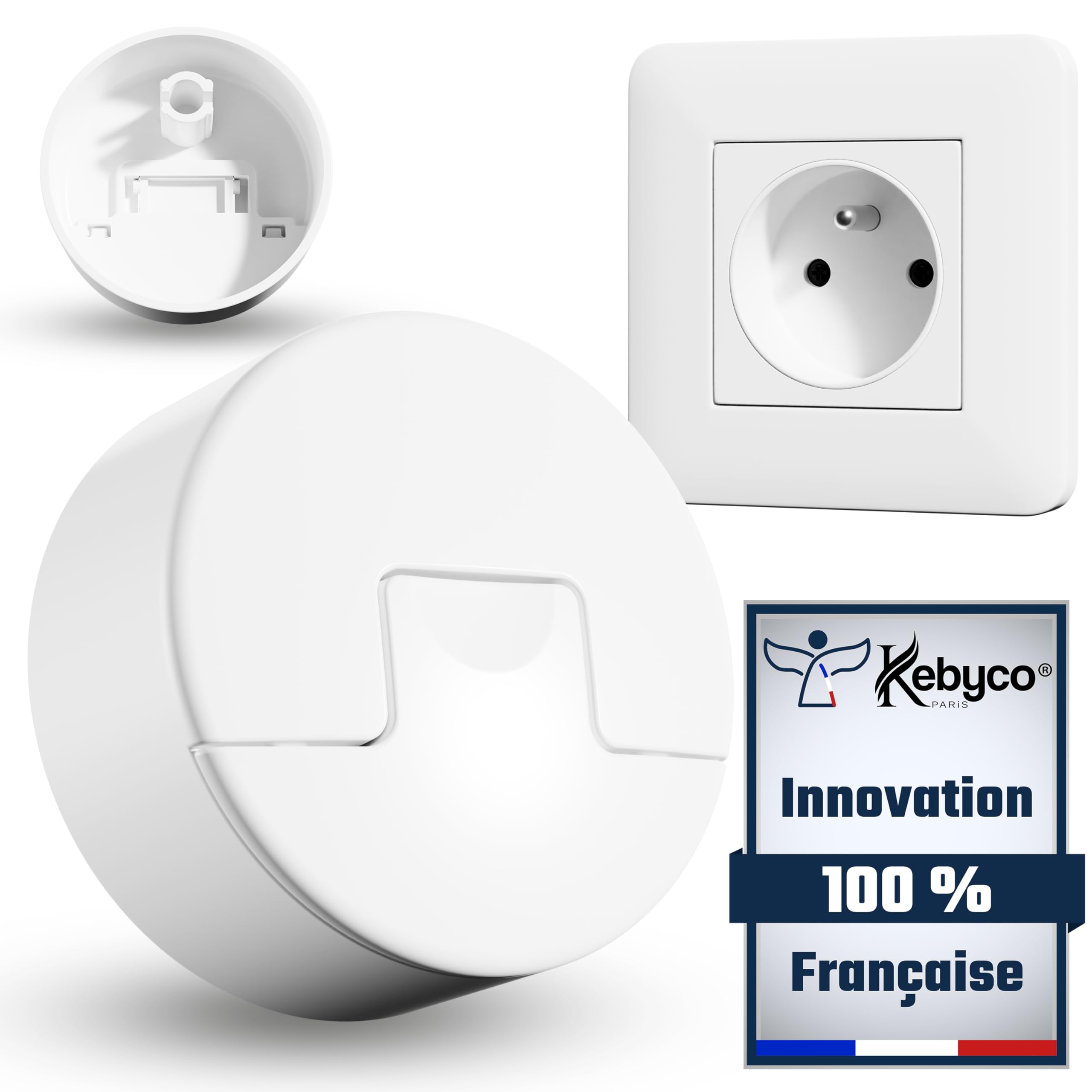 NOUVEAU Cache Prise Bébé FRANÇAIS Automatique - Universel - KEBYCO Paris - [16 Pcs] - Sécurité Electrique Enfant - Sans Adhésif - Sans Clef - Anti Poussière - Étanche - Invention Française