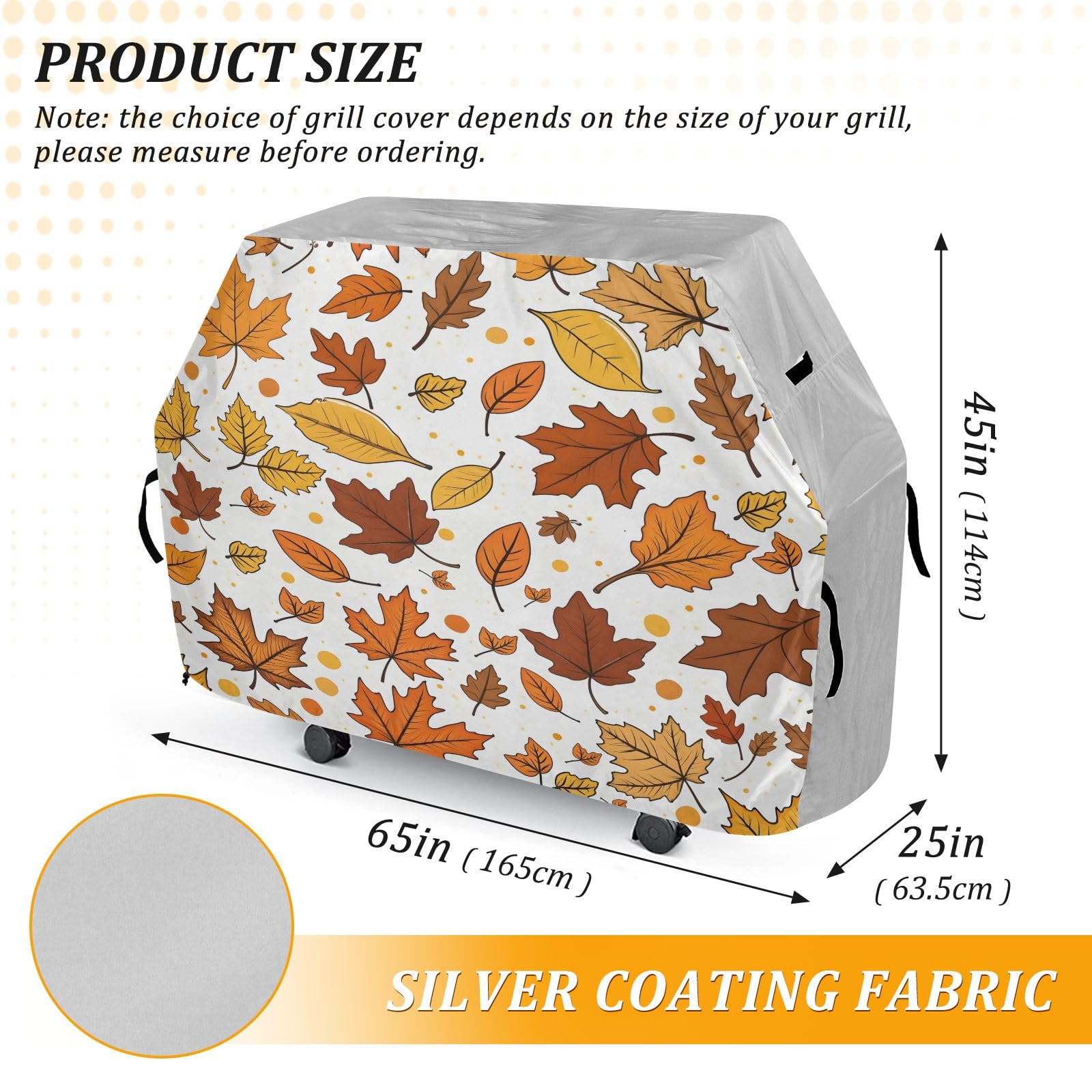 Copertura per barbecue di alta qualità, impermeabile, resistente allo sbiadimento, resistente, adatta per griglie fino a 25 cm di larghezza, motivo foglia d'acero
