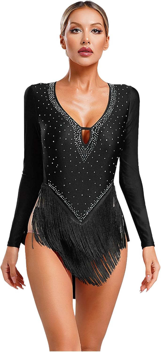 TiaoBug Donna Balletto Body Da Danza Classica Moderna Abito Da Ginnastica Pattinaggio Artistico Tank Leotard Con Strass Costumi Di Danza Jazz Samba Ballo Latino Jumpsuit Marrone I M 135897301