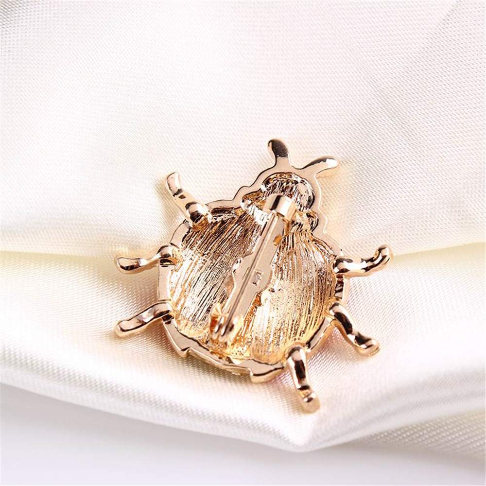 Broche épingle Vintage Coccinelle - Cristaux Type Diamant, Couleur Or - Très Bon état - Bijou Rétro