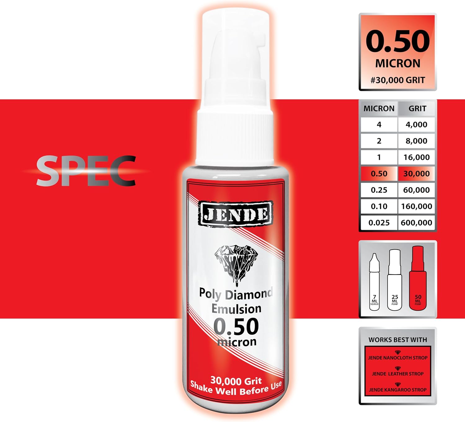 Jende Poly Diamond Emulsion 50ml | Knife Stropping Emulsion | Diamond Stropping Emulsion (0.5 Micron)