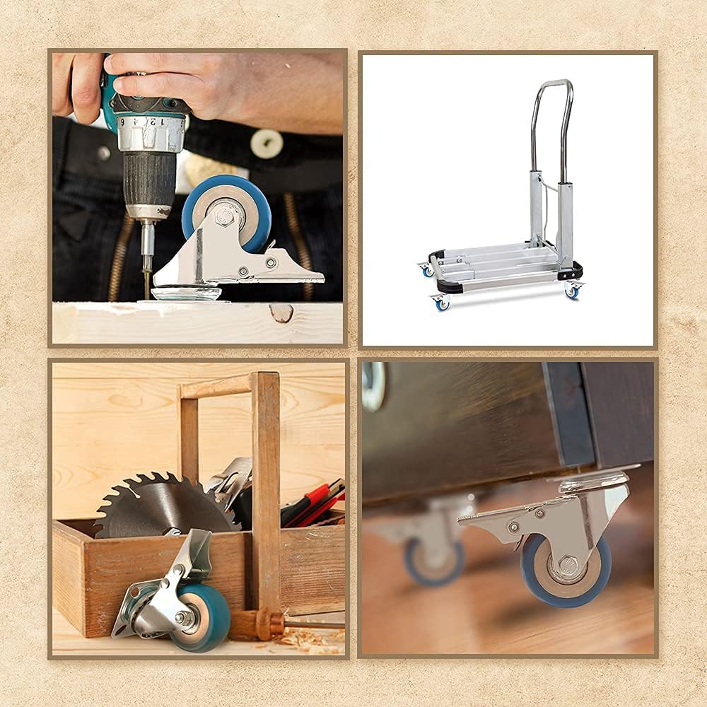 Flash Deals - 40% OFF Online Best Service 4 Pack Caster Wheels Swivel Plate Stem Brake Casters On Blue Polyurethane Wheels (2 inch with Brake) Hottest Sales Online Best Service 4 Pack Caster Wheels Swivel Plate Stem Brake Casters On Blue Polyurethane Wheels (2 inch with Brake)