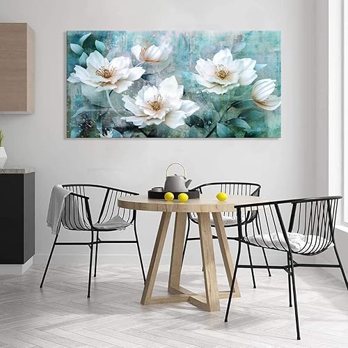 Miniatura 16 de Sxurmtiie Lienzo decorativo para pared, arte abstracto, fantasía azul, grafiti colorido sobre fondo blanco, 32 x 48 pulgadas, arte moderno