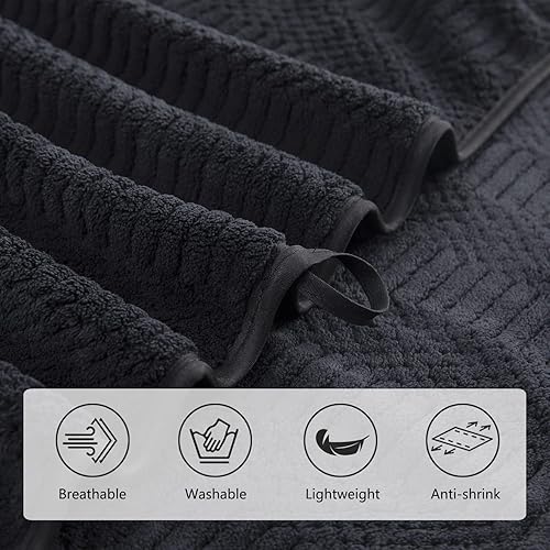 Miniatura 5 de Juego de 4 toallas de baño de gran tamaño de 35 x 70 pulgadas, toallas de baño blancas extra grandes y suaves de 600 GSM, altamente absorbentes, de
