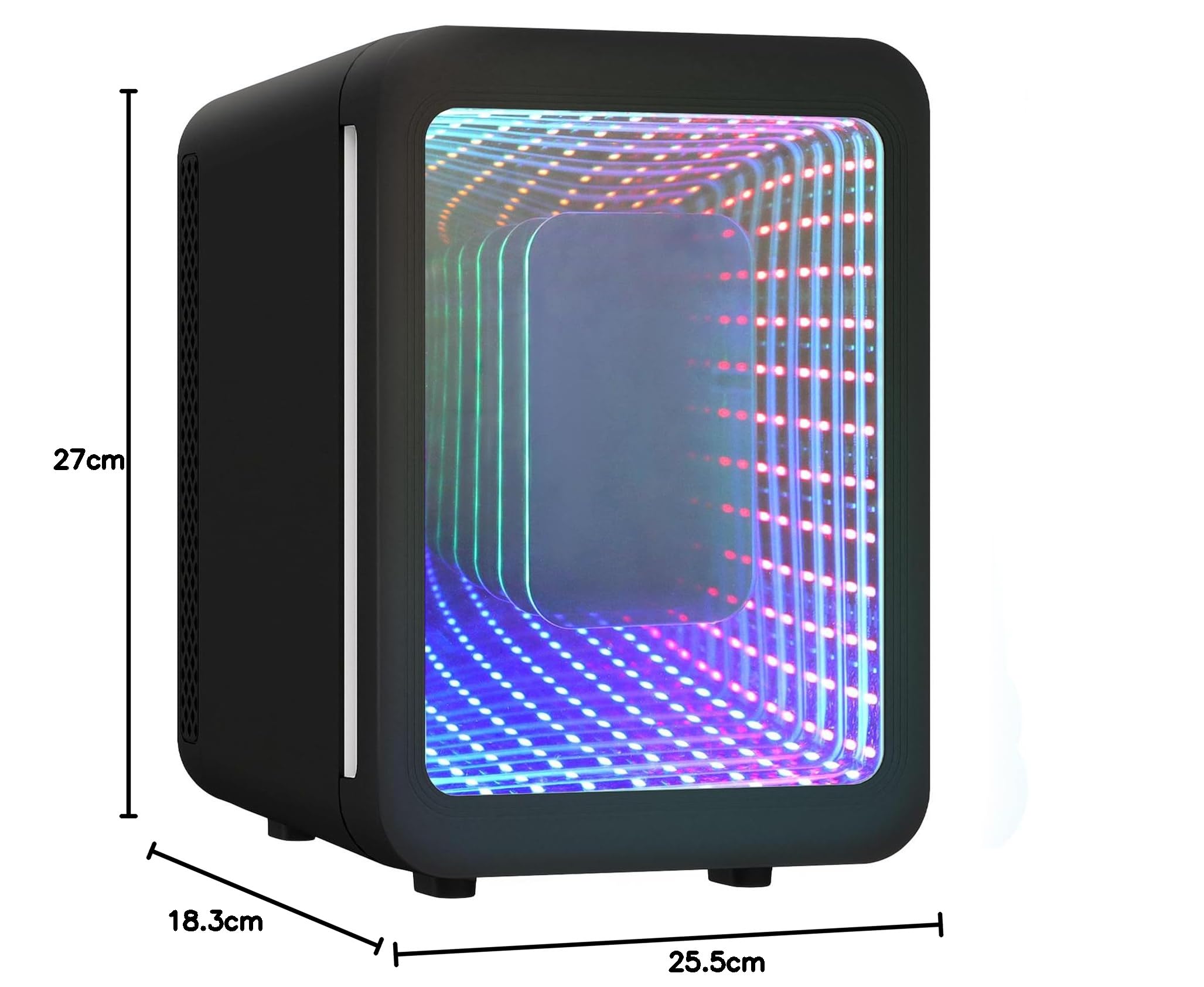 ARTETHYS Mini Fridge for Bedrooms, 4L Car Skincare Fridge with LED Mirror, Gaming Fridges with Infinity Effect for Home Office Skin Care, 220V AC/12V DC, Black — view 10