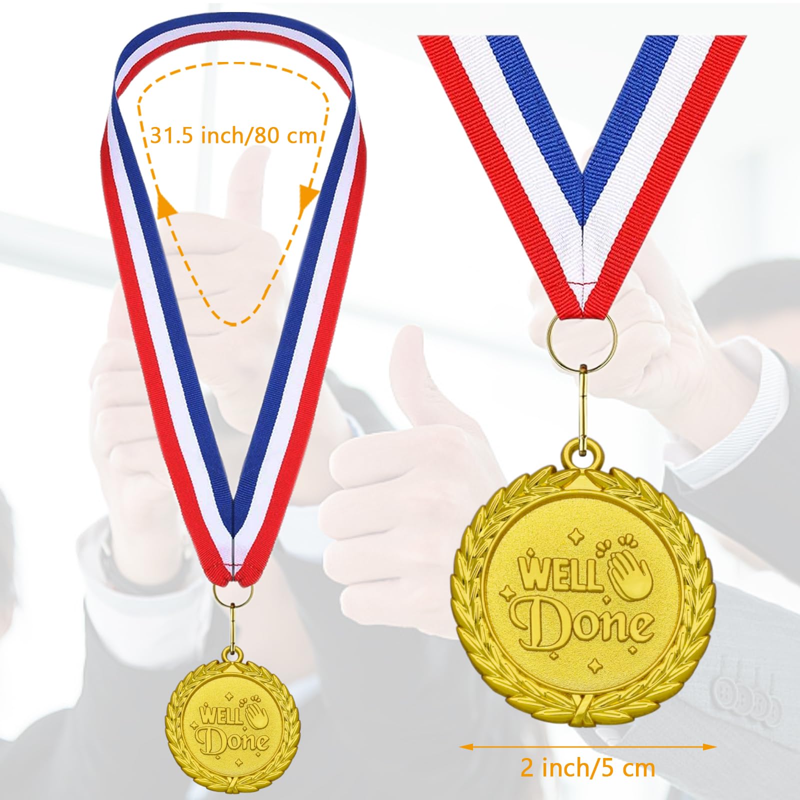 Medallas de metal dorado con collar de cinta para premios deportivos