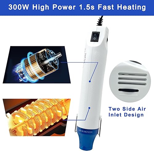 Vista 41 de Pistola de calor, mini pistola de calor de 350 W con boquilla reflectora, ajustes de temperatura duales, pistola de aire caliente de calor rápido