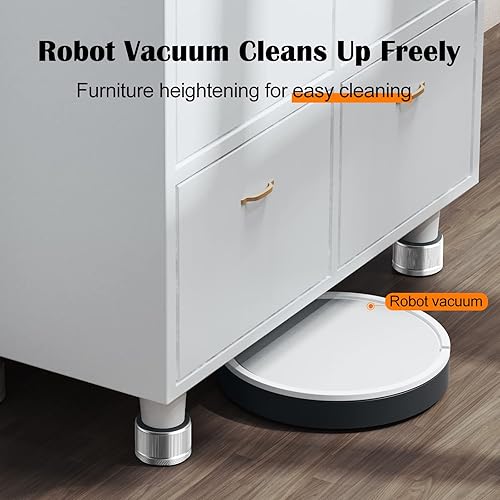 Miniatura 5 de xuenair Elevadores de muebles ajustables de 1 pulgada, paquete de 4 elevadores de cama de metal de altura de elevación de 1 a 1.7 pulgadas,