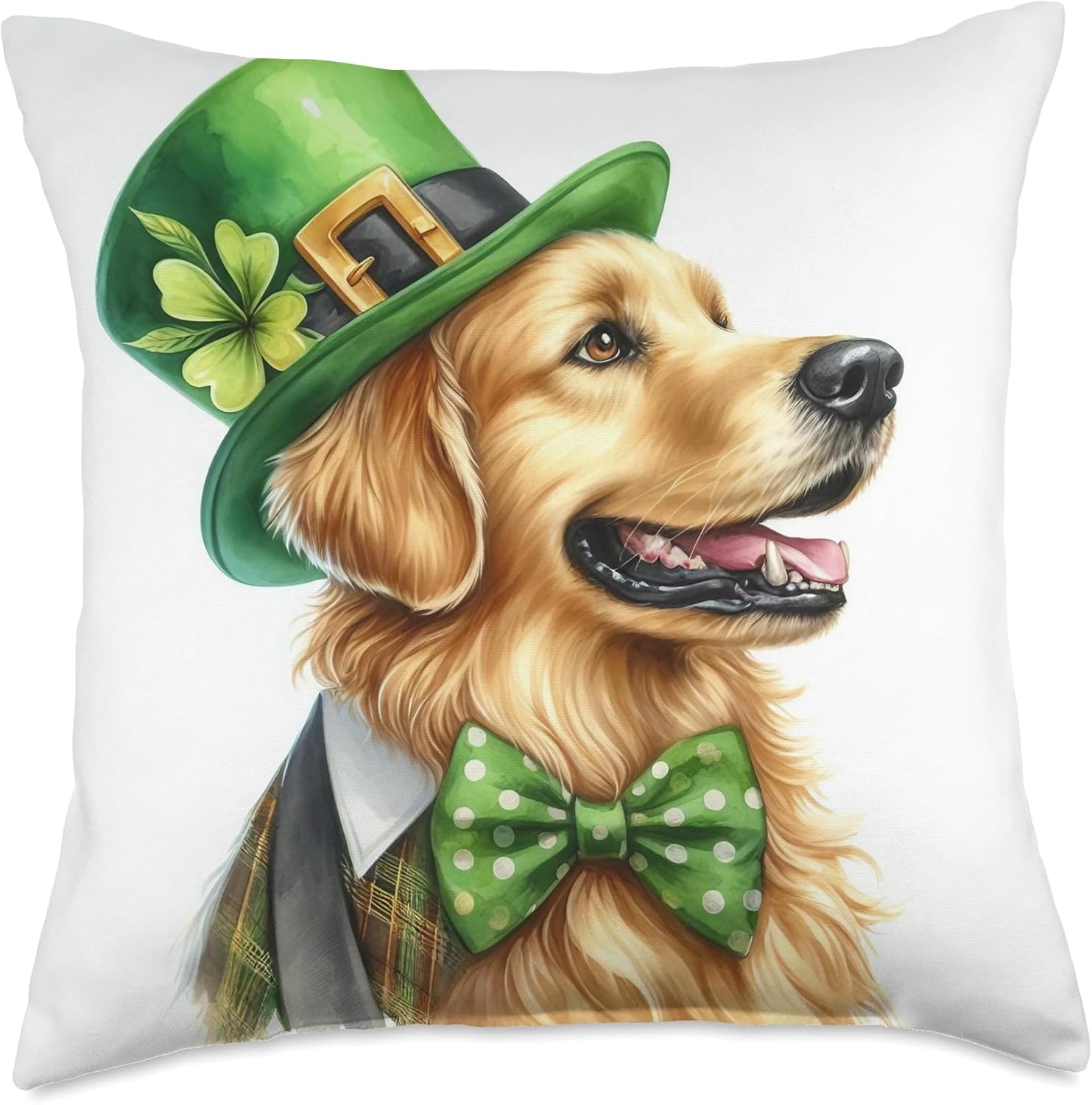 Funny Golden Retriever Dog St Patrick's Saint Patrick's Day Throw Pillow