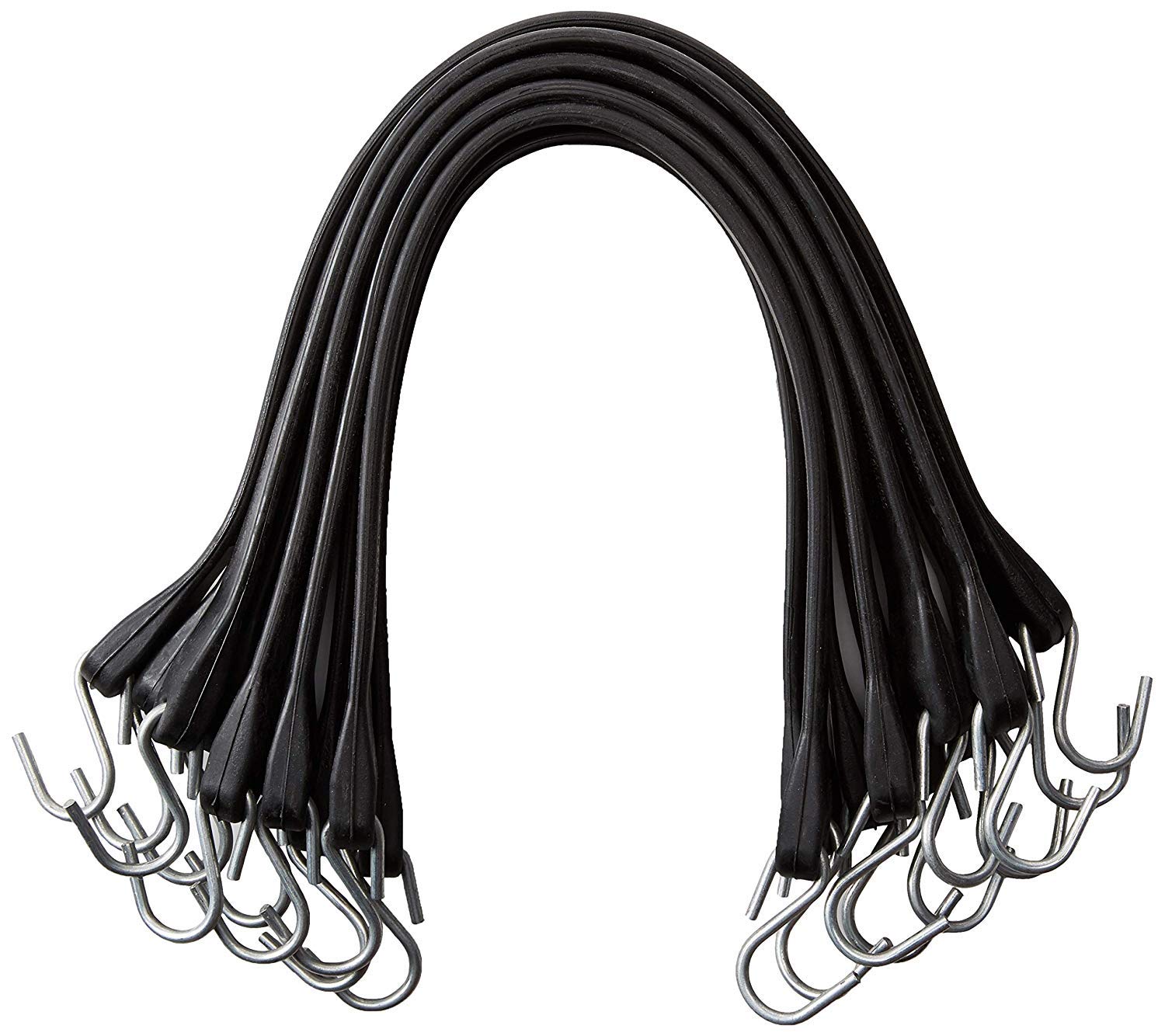 Cuerda elástica de goma de 15 pulgadas con ganchos, ganchos en forma de S, correas elásticas de caucho natural de alta resistencia, resistente a la intemperie