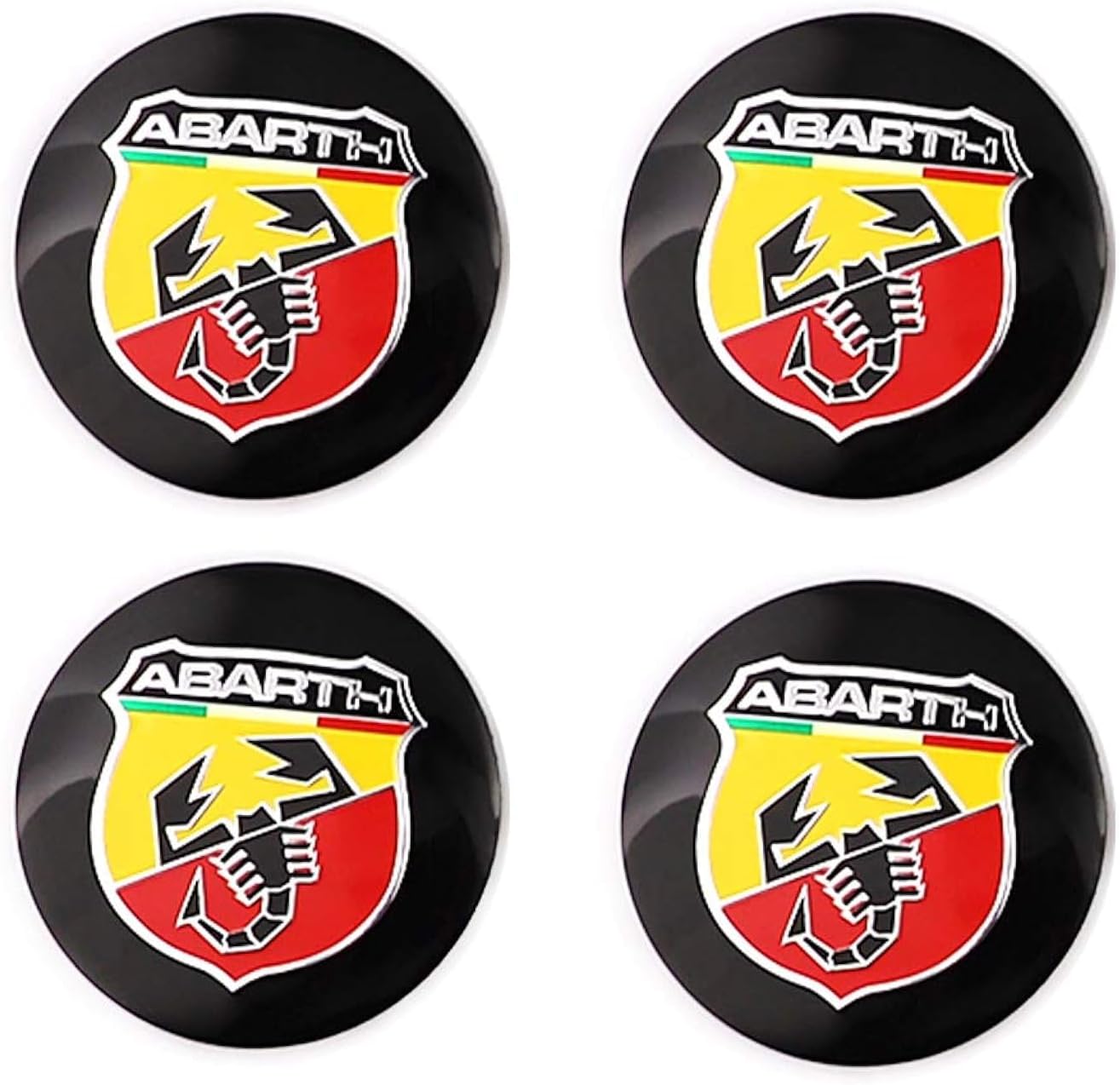 4PCS Hub Center Trim 56mm (2.2 Inches)for Scorpion Logo Circular arc form 3D stereo Aluminum Alloy Wheel Hub Caps Centre Cover Emblem Badge Stickers for FIAT500 Abarth Car Styling Accessories(Black)