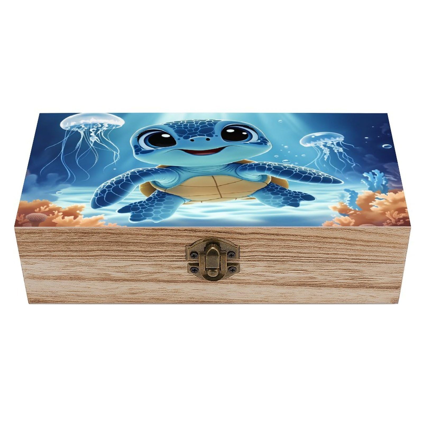 asbwuo Cute Turtle Vintage Wooden Keepsake Box