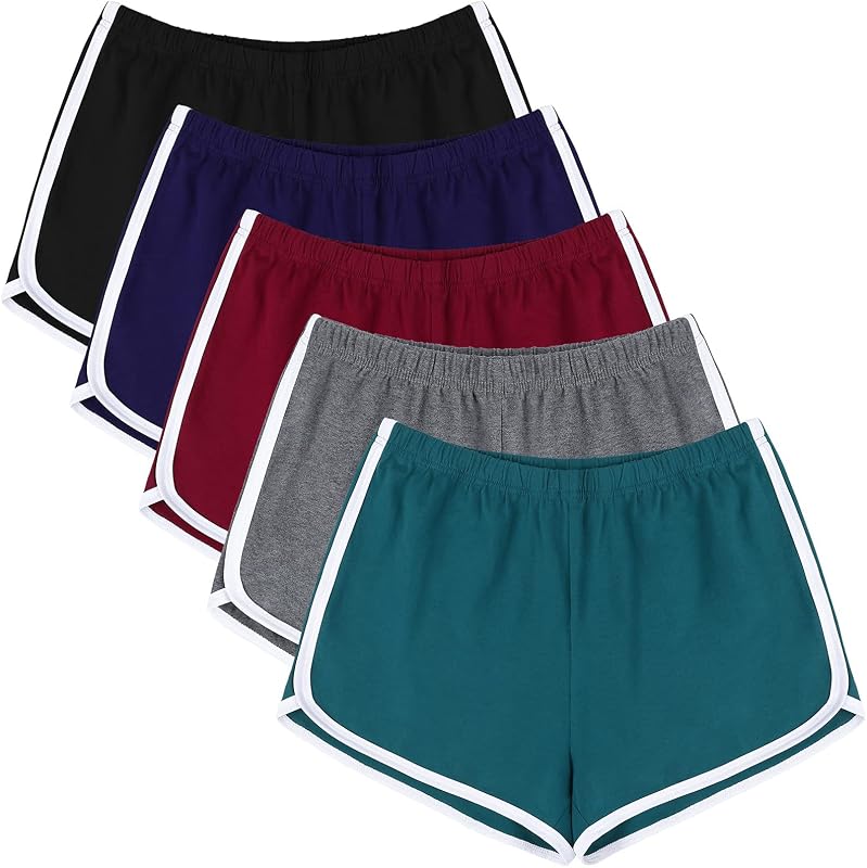 URATOT 5 Packs Soft Comfy Booty Cotton Workout Pants Breathable Lounge Dolphin Shorts Cycling Hiking Pants for Women