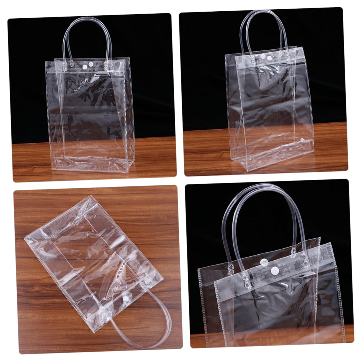HAPINARY 24 Bolsas de Plástico Transparentes Reutilizables de Pvc Asas Prácticas para Envolver Regalos en Fiestas y Compras