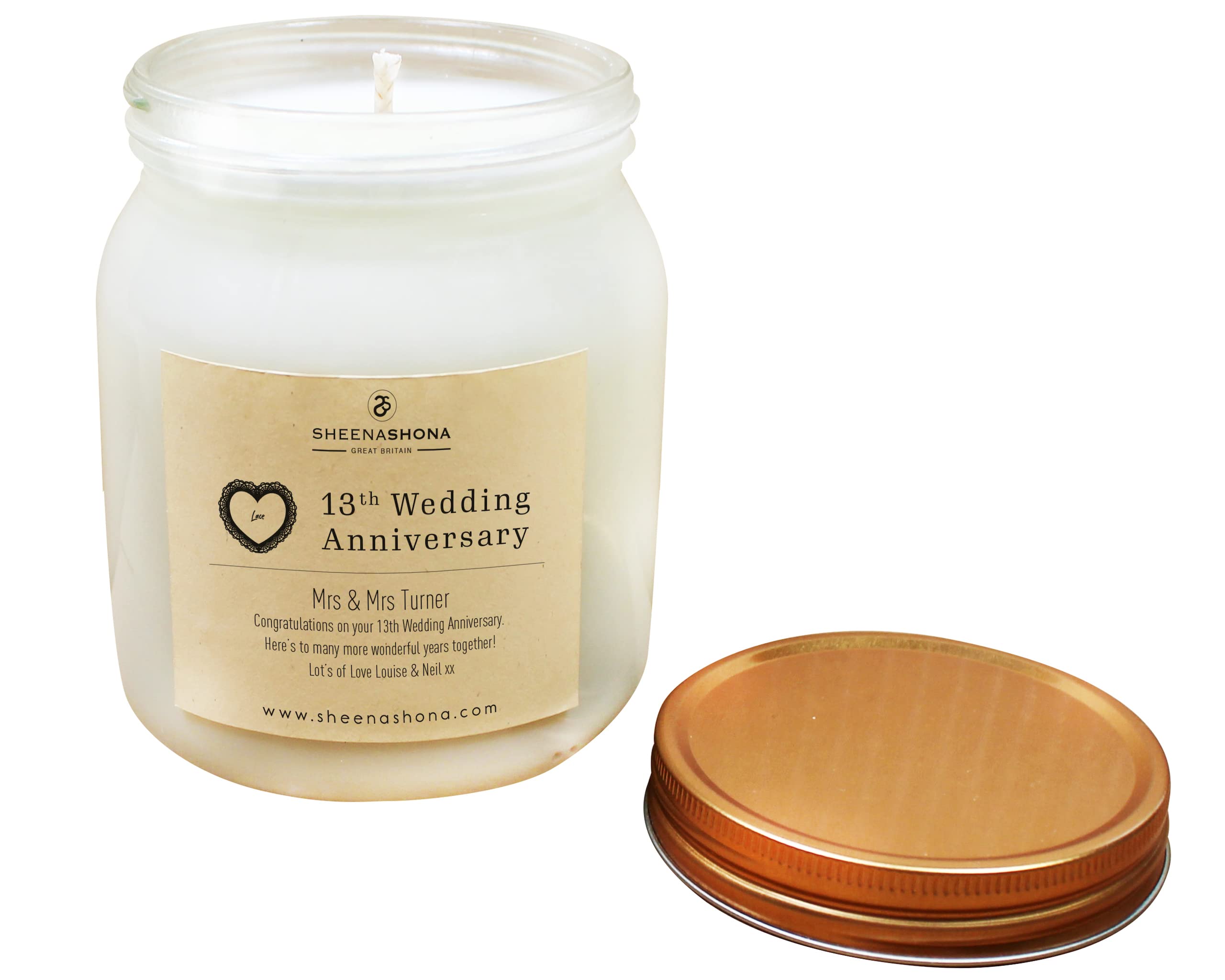 13th Year Lace Wedding Anniversary SOYA Wax Large Honey Pot Candle/Handmade Daily to Order (Very Berry)
