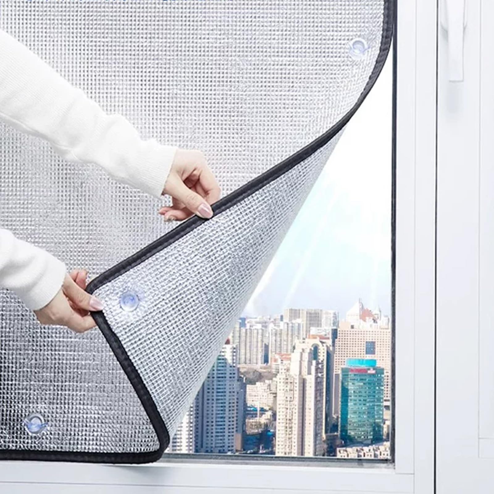 Heat Reflective Window Film,Silver Aluminium Foil Reflective Foil,Anti Uv Home Anti Glare Window Tint for Office,Home,Kitchen,Bedroom,Bathroom,Self-Adhesive,Reusable (140x220cm)