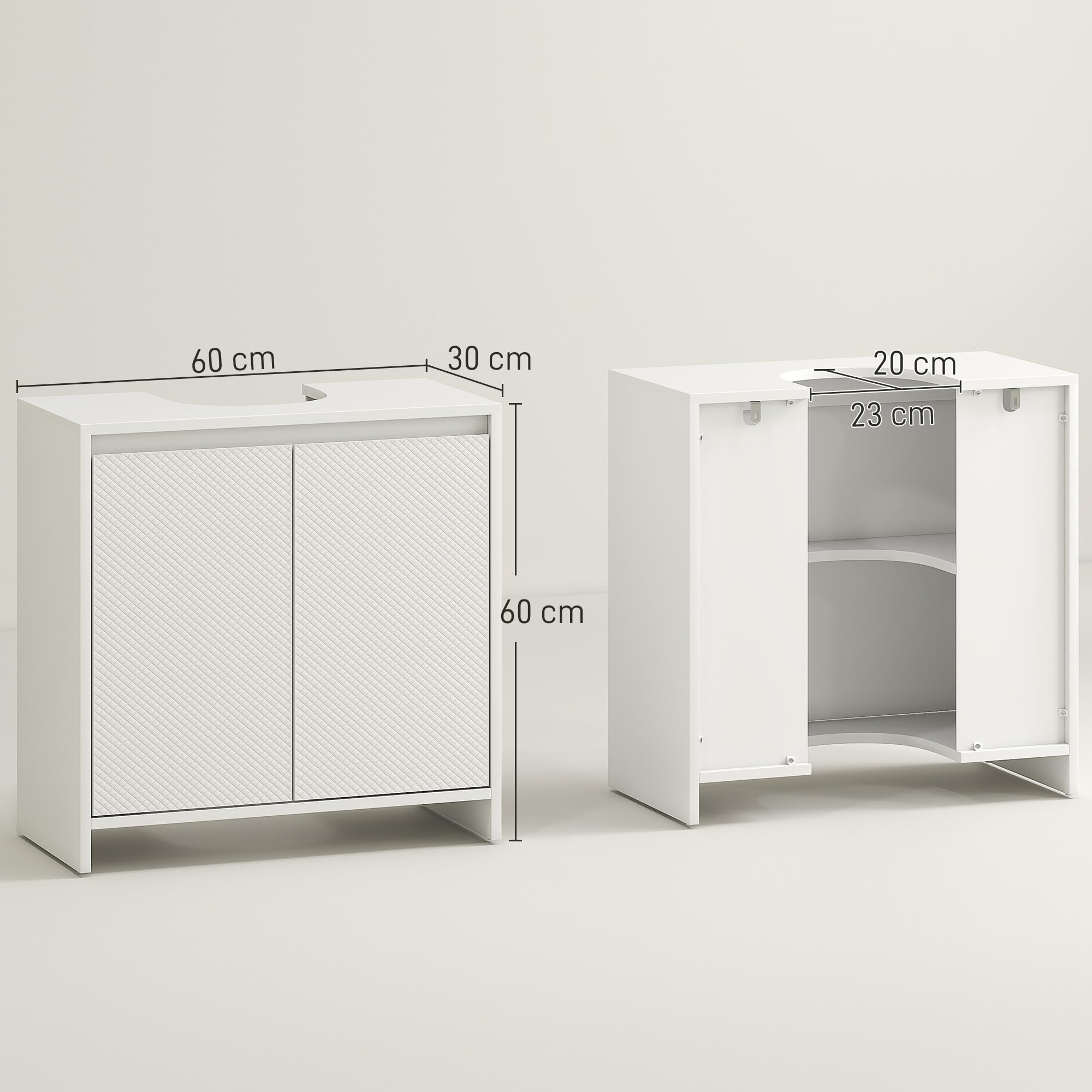 HOMCOM Mueble Bajo Lavabo con Estante Carga 40 kg 60x30x60 cm Blanco