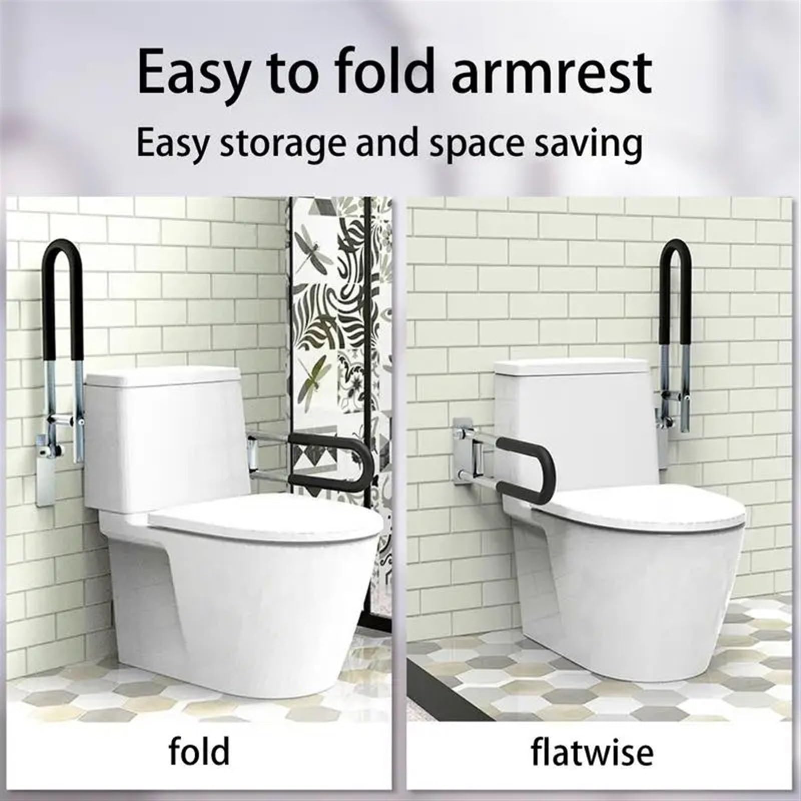 Barra abatible para baño y aseo Barras for discapacitados for baño Barra de agarre aleación aluminio resistente Riel soporte abatible en forma U for personas(C)