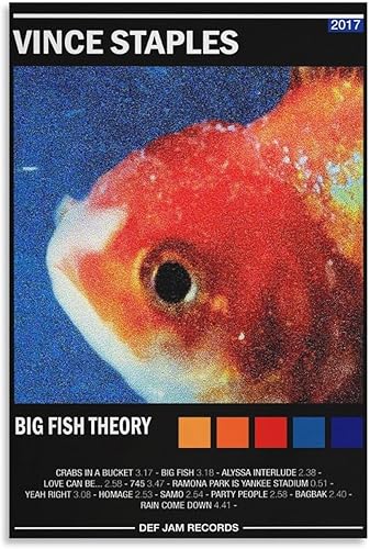 BATTTX Vince Staples - Póster en lienzo con diseño de teoría de peces grandes, pintura decorativa para pared, sala de estar, dormitorio, decoración,