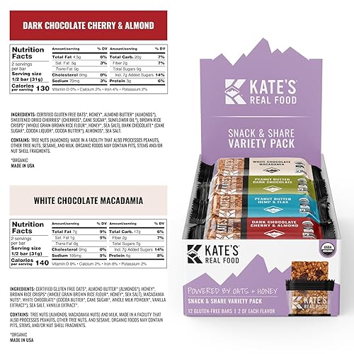 Miniatura 7 de Kate's Real Food Barras orgánicas de granola  Paquete variado de aperitivos y compartidos (2.2 onzas, paquete de 12)  Barras energéticas orgánicas