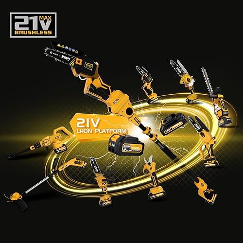 Miniatura 9 de IMOUMLIVE - Mini motosierra inalámbrica de 6 pulgadas con batería de 2 × 21 V, sin escobillas, potente motosierra eléctrica portátil de mano con