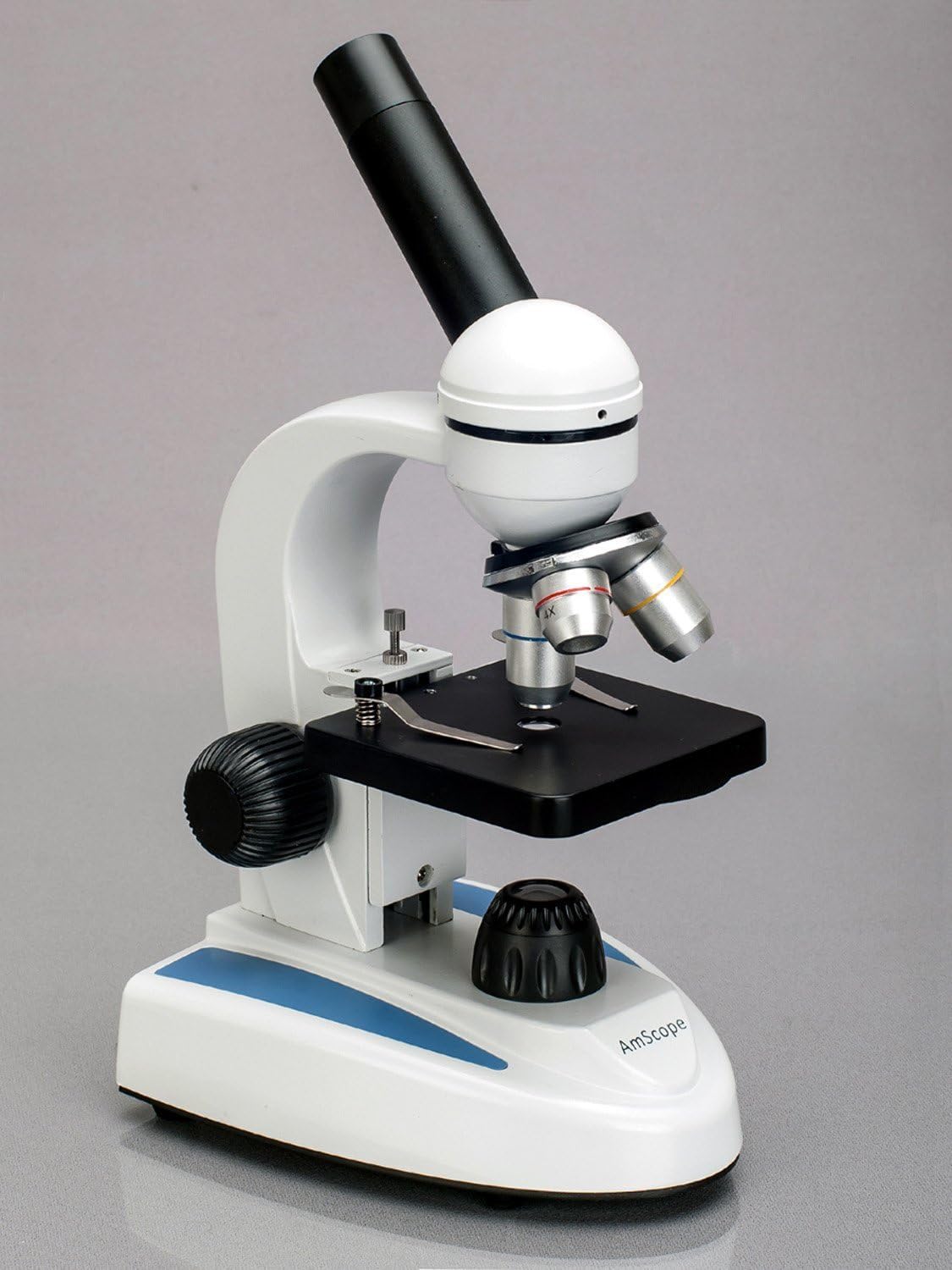 AmScope 40X-1000X Metal Body Glass Lens Biology Student Microscope + 100 Specimen Slides