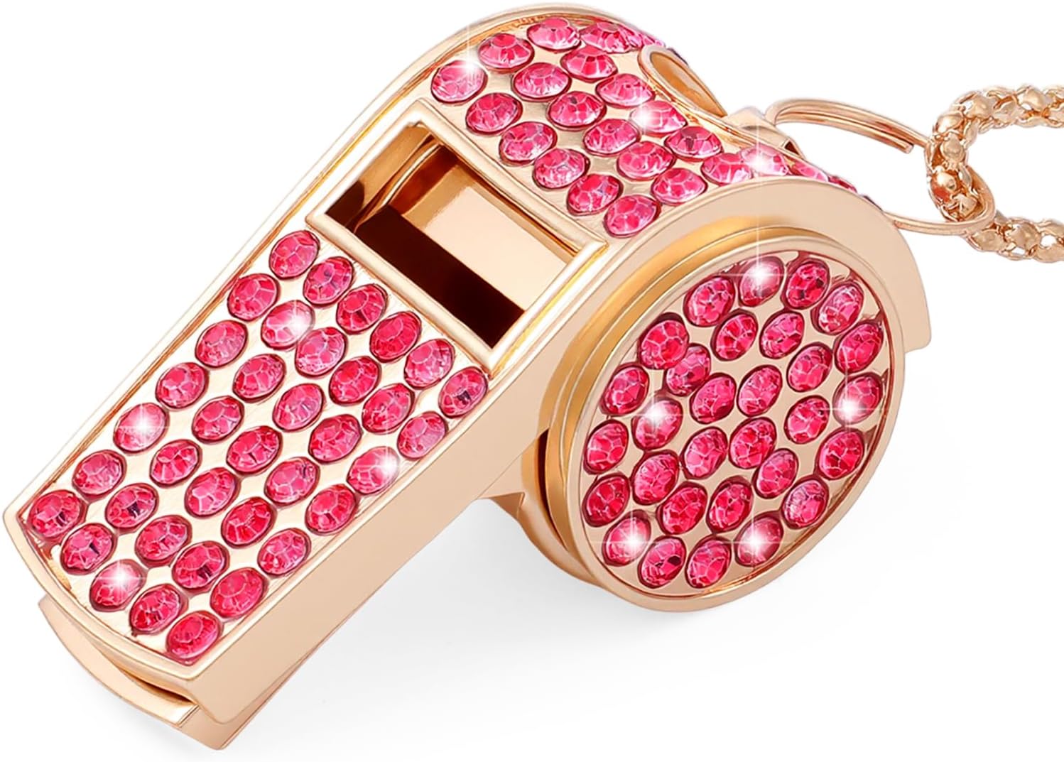 Silbato de strass metálico con cordón dorado miniatura 1